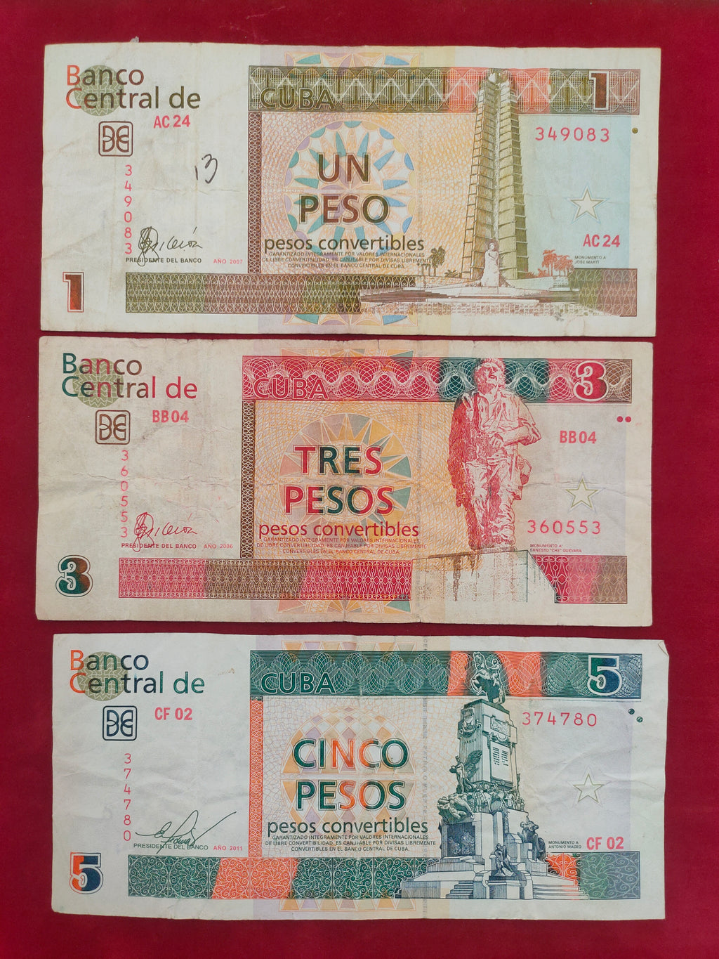 CENTRAL BANK OF CUBA 1, 3, 5, 10, 29 PESOS (529)