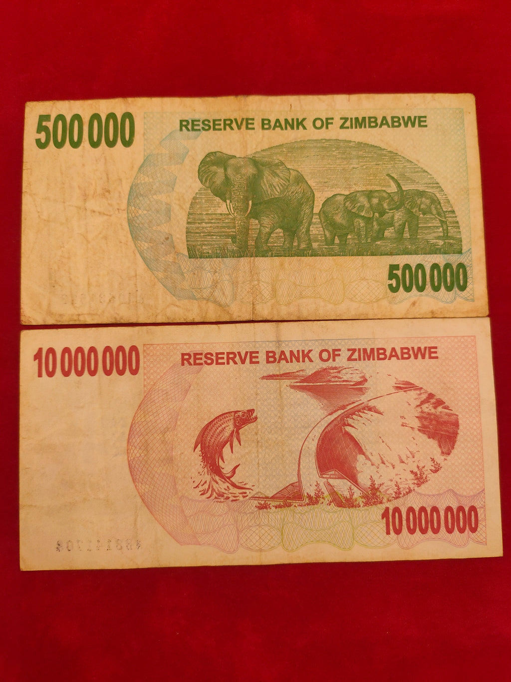 RESERVE BANK OF ZIMBABWE 50, 1000, 200 000,500 000, 10 000 000 DOLLARS (D56)