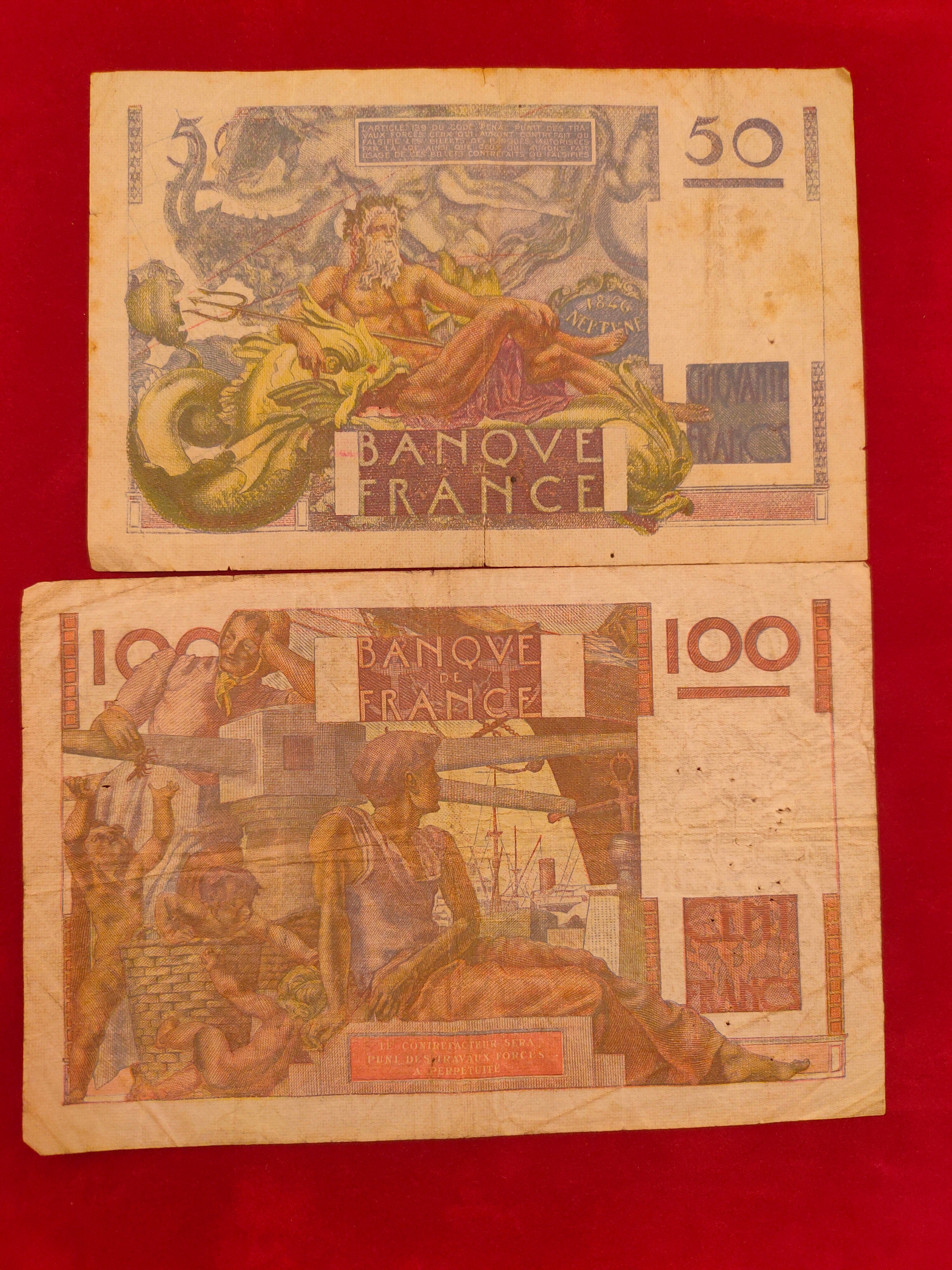 BANK OF FRANCE  50, 100 FRANCS (D124)