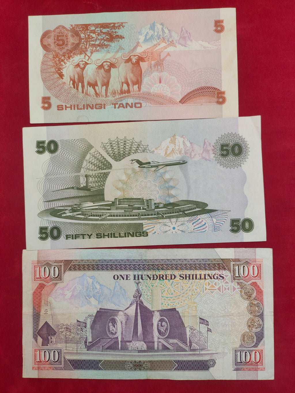 BANK OF KENYA 5, 10, 100 SHILLINGS (601)