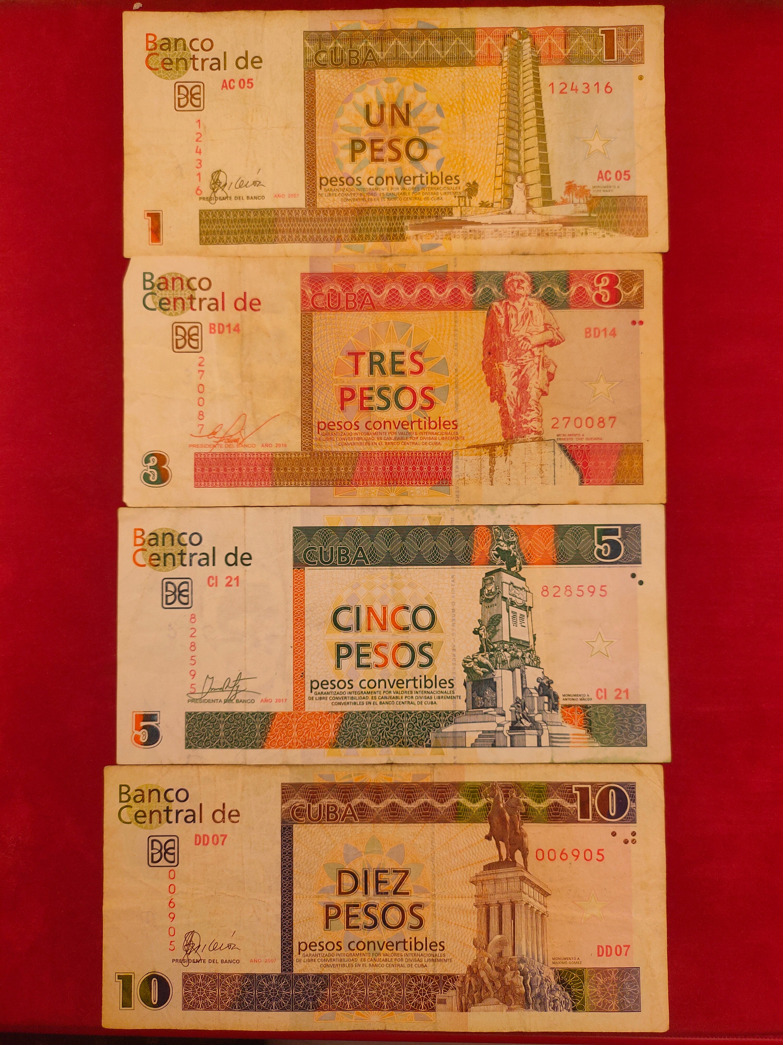 CENTRAL BANK OF CUBA 1, 3, 5, 10 PESOS (483)
