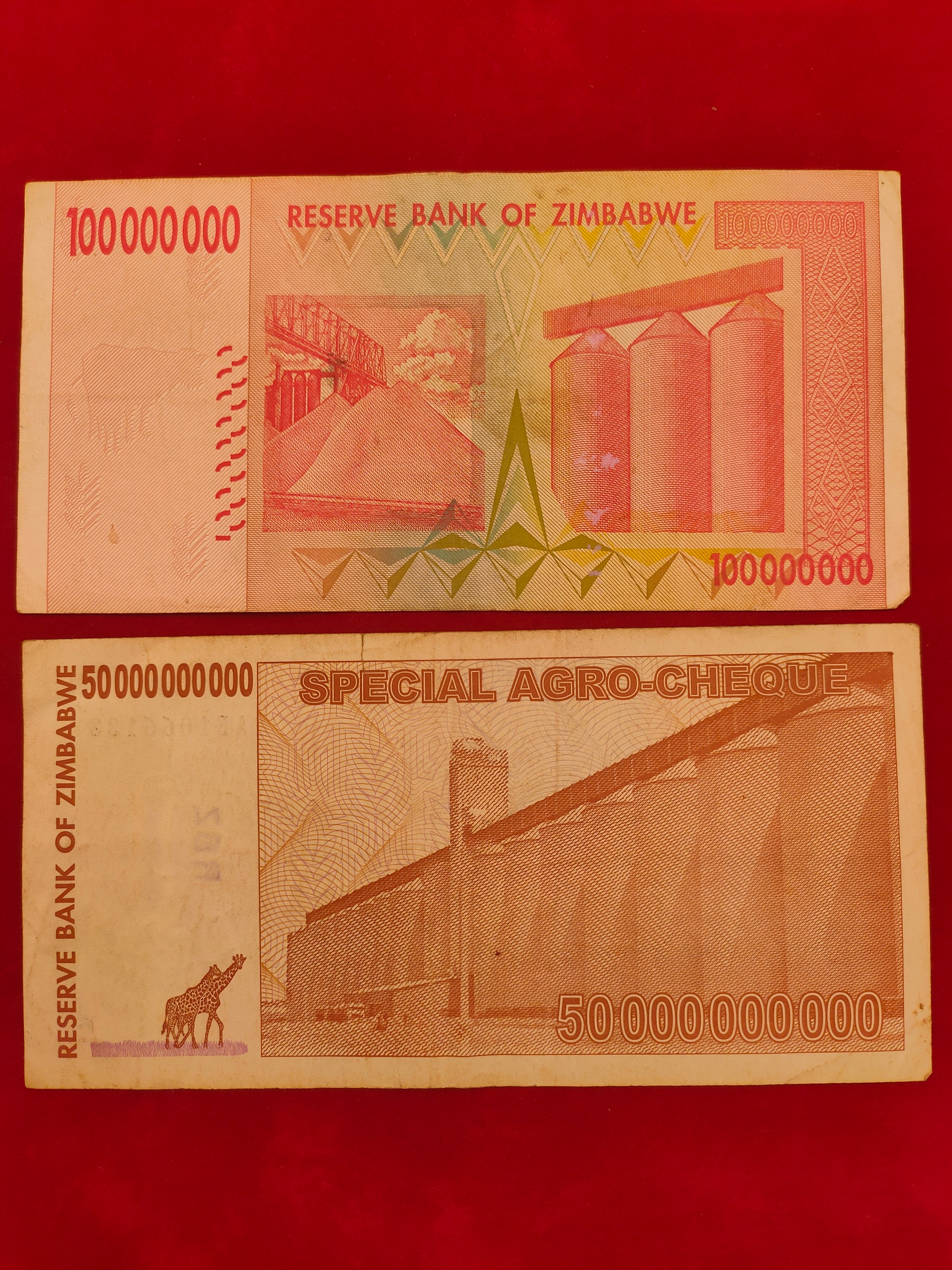 RESERVE BANK OF ZIMBABWE 5000, 5000000000, 10000000, 100000000, 50000000000 DOLLARS (1073)