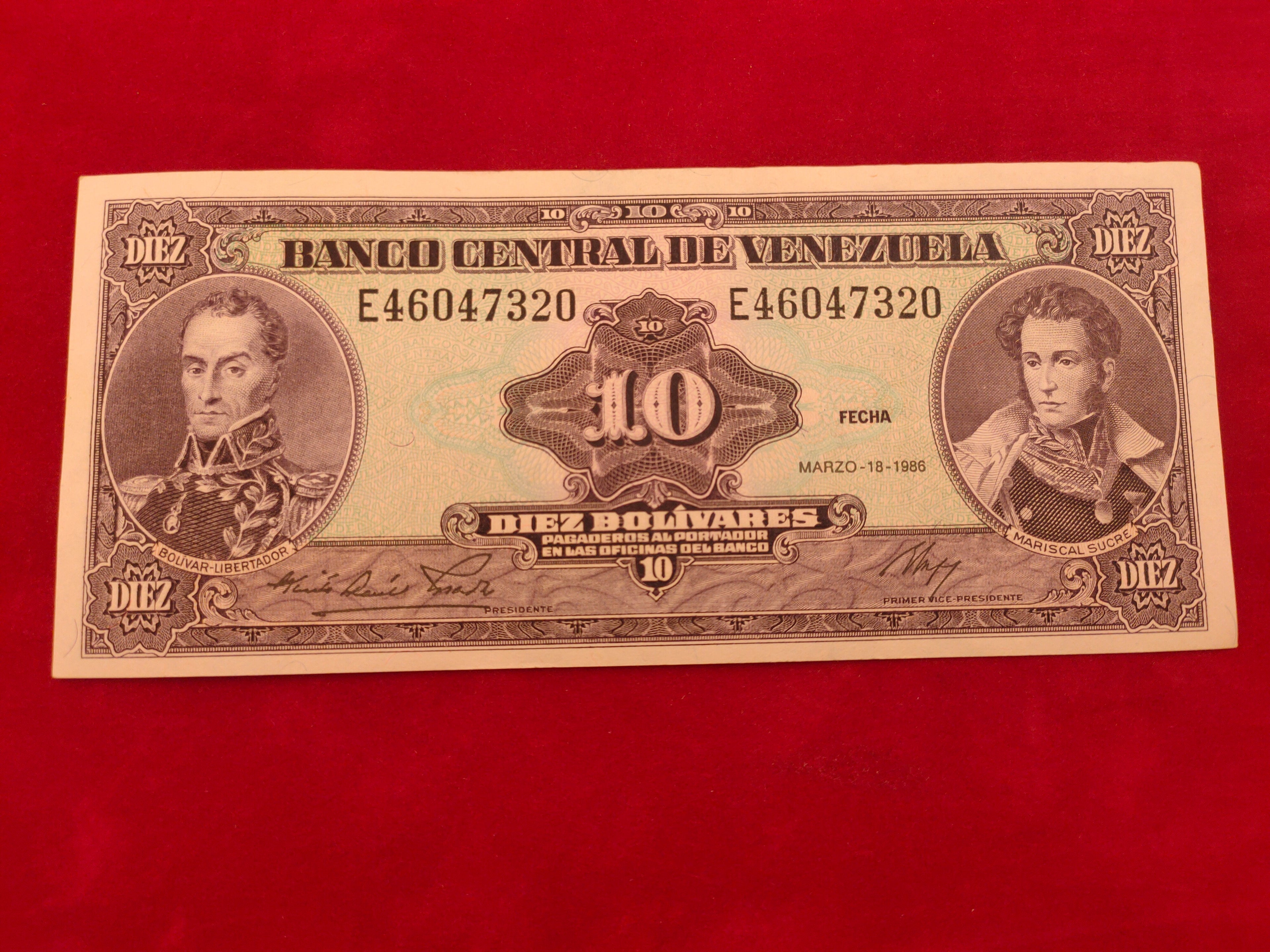 CENTRAL BANK OF VENEZUELA 10 BOLIVARES (998)