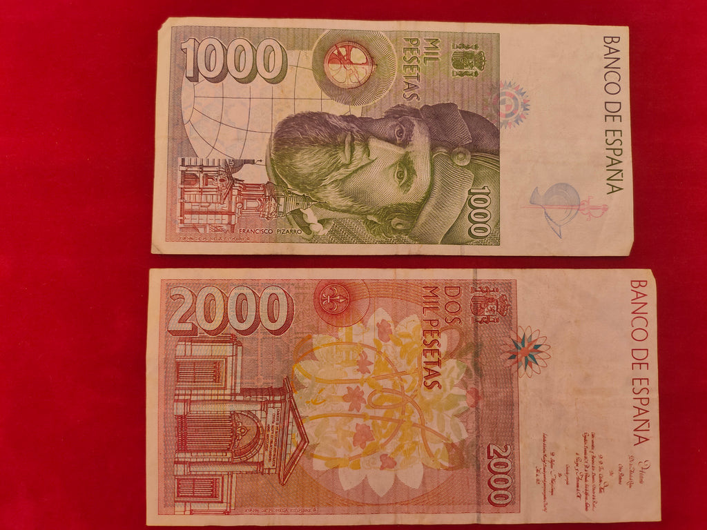 BANK OF SPAIN 1000, 2000 PESETAS (Y227)