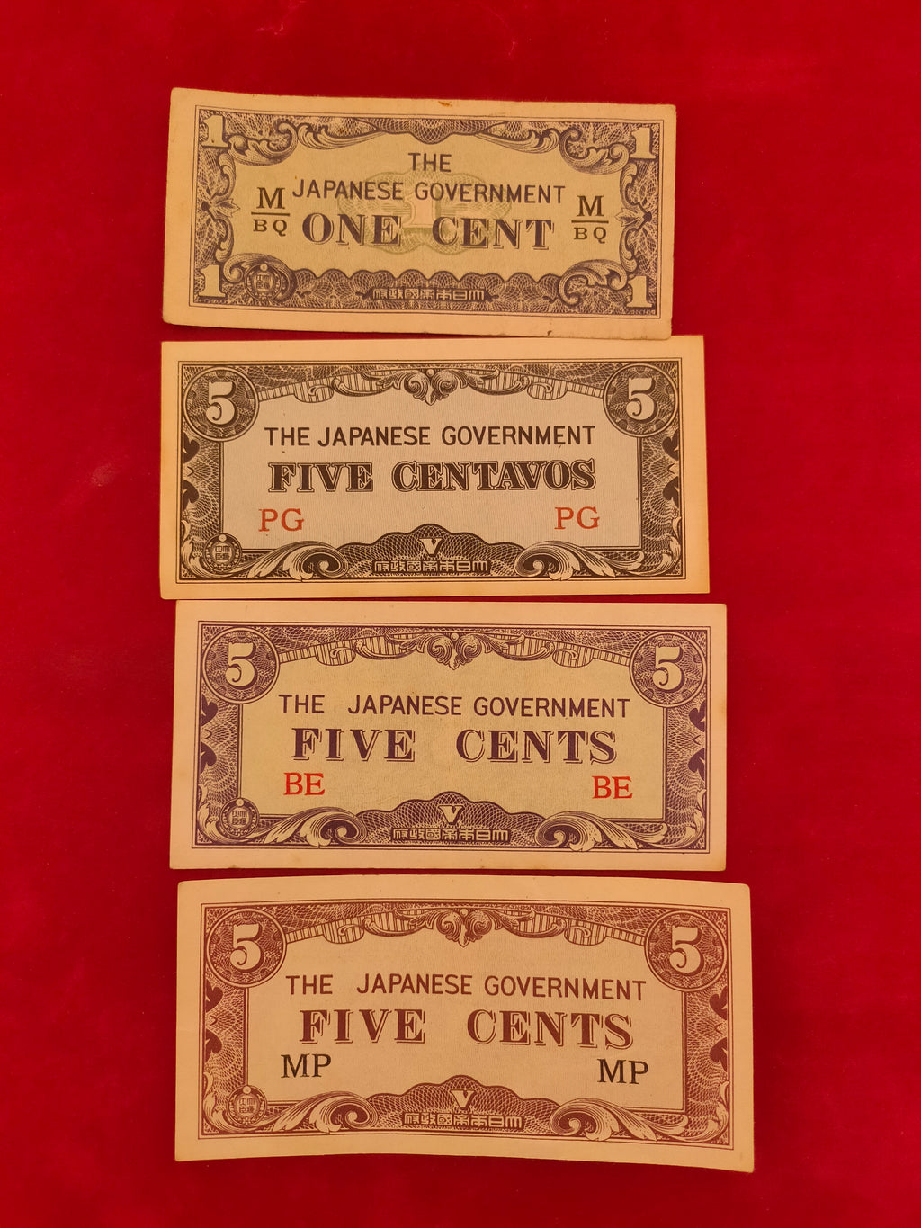 BANK OF JAPANESE 1, 5, 10 CENTS (D180)
