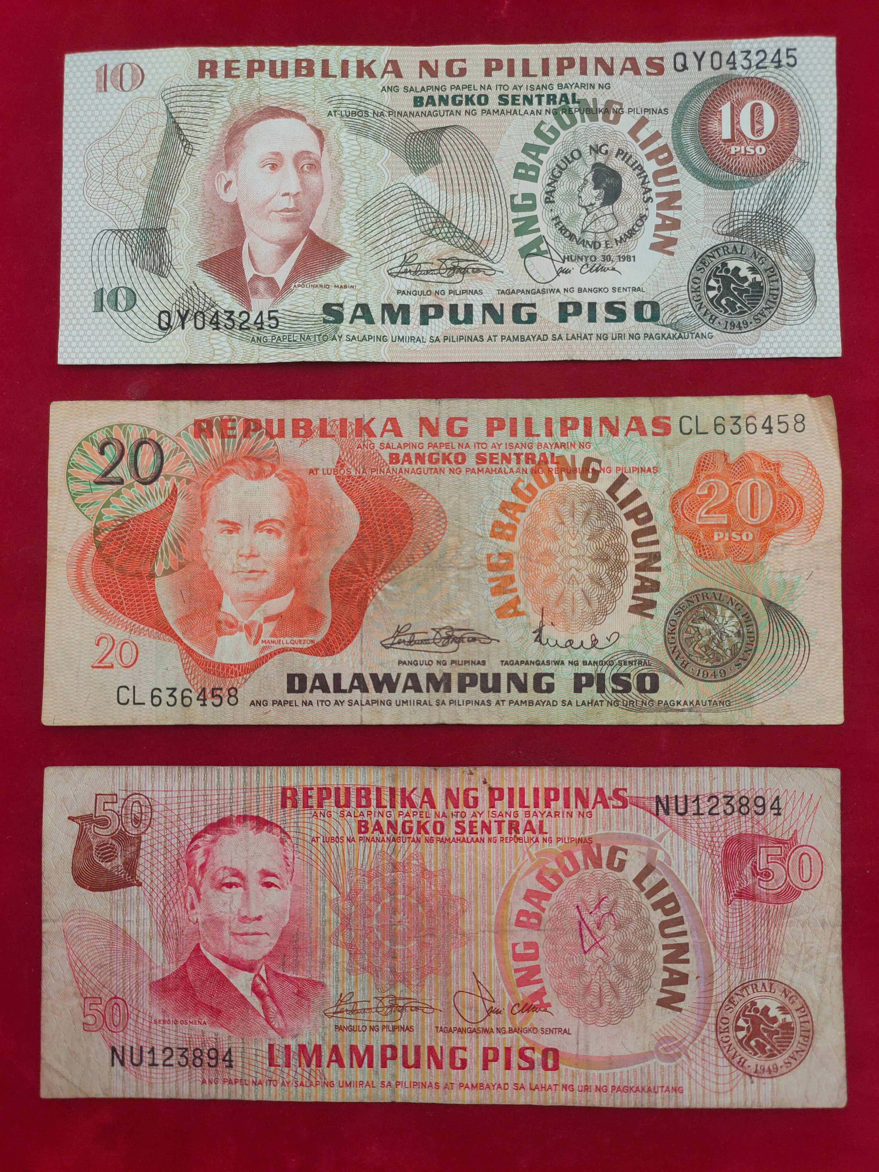 BANK OF PILIPINAS 1, 2,3, 10, 20, 50 PLSO (774)