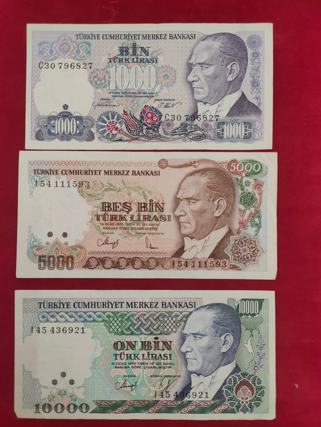 BANK OF TURKEY 1000, 5000, 10000, 20000, 50000 LIRASI (591)