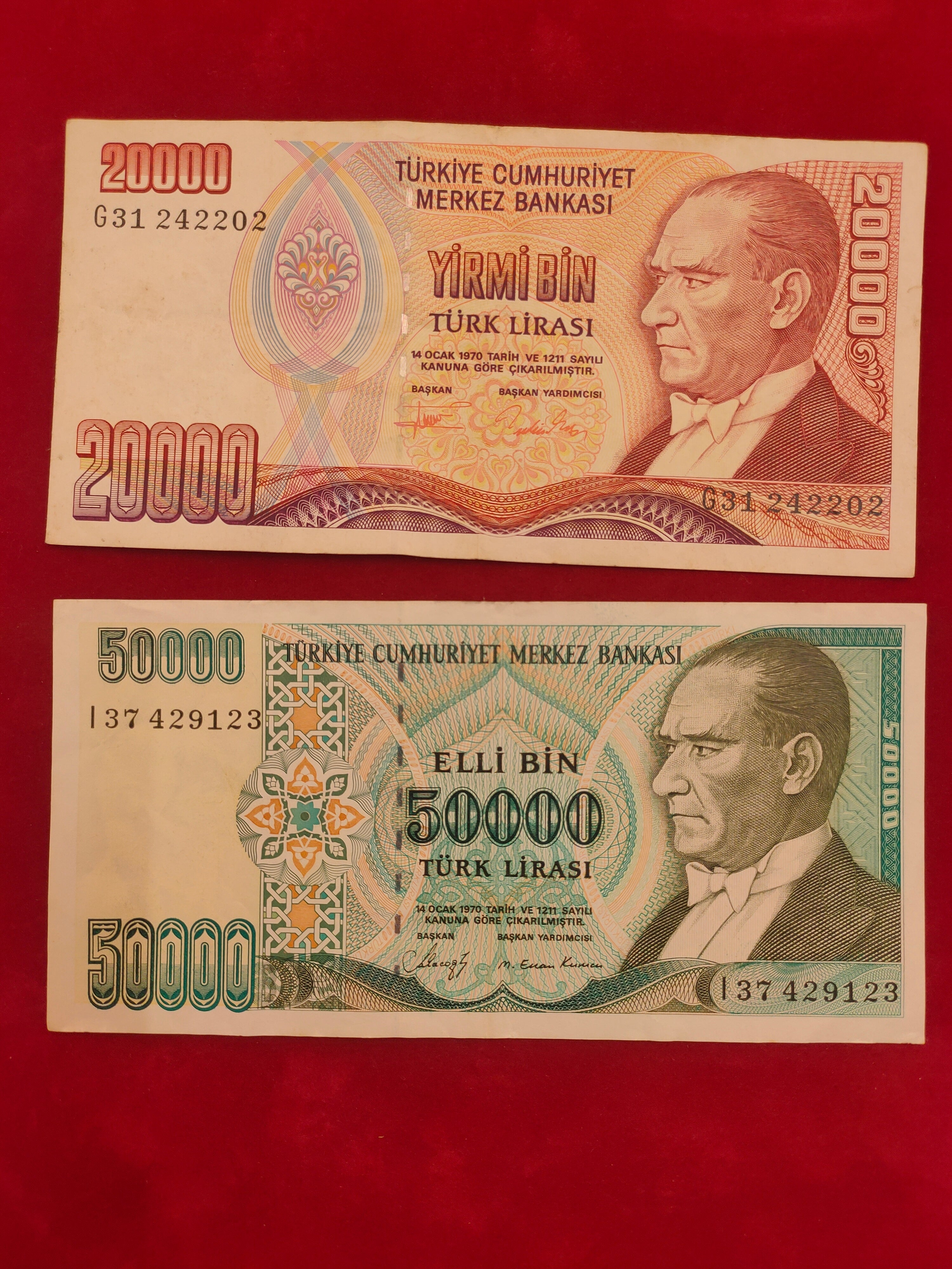 BANK OF TURKEY 1000, 5000, 10000, 20000, 50000 LIRASI (591)