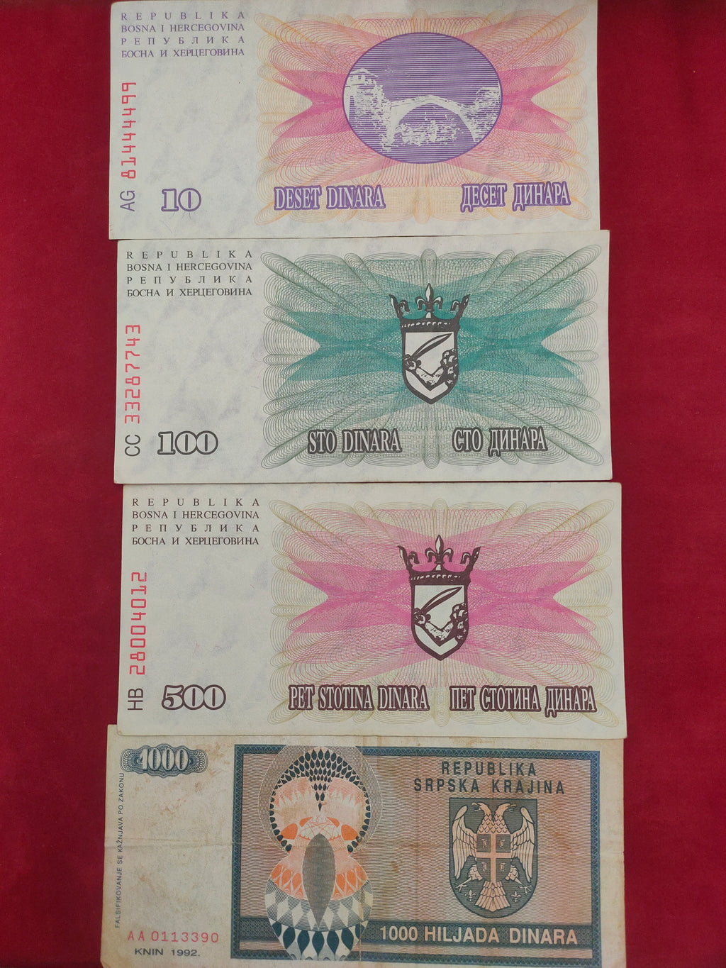 NATIONAL BANK OF SRPSKA 10, 100, 500, 1000 (1167)