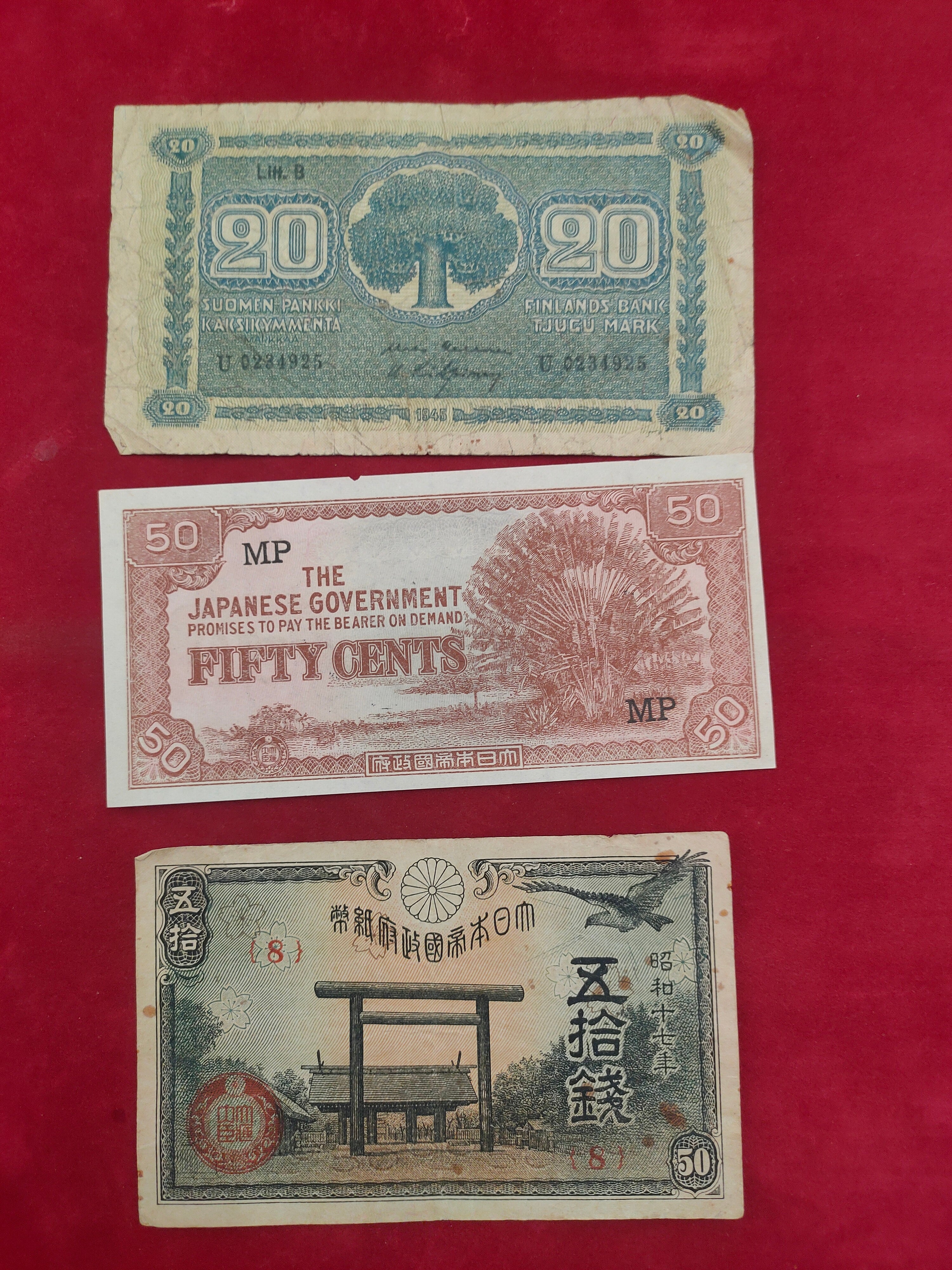 BANK OF JAPANESE 20, 50 CENTS (1198)