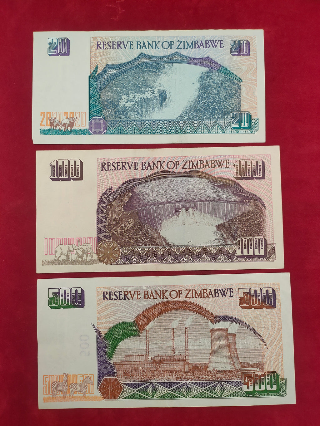 BANK OF ZIMBABWE 2, 5, 20, 100, 500 DOLLARS (936)