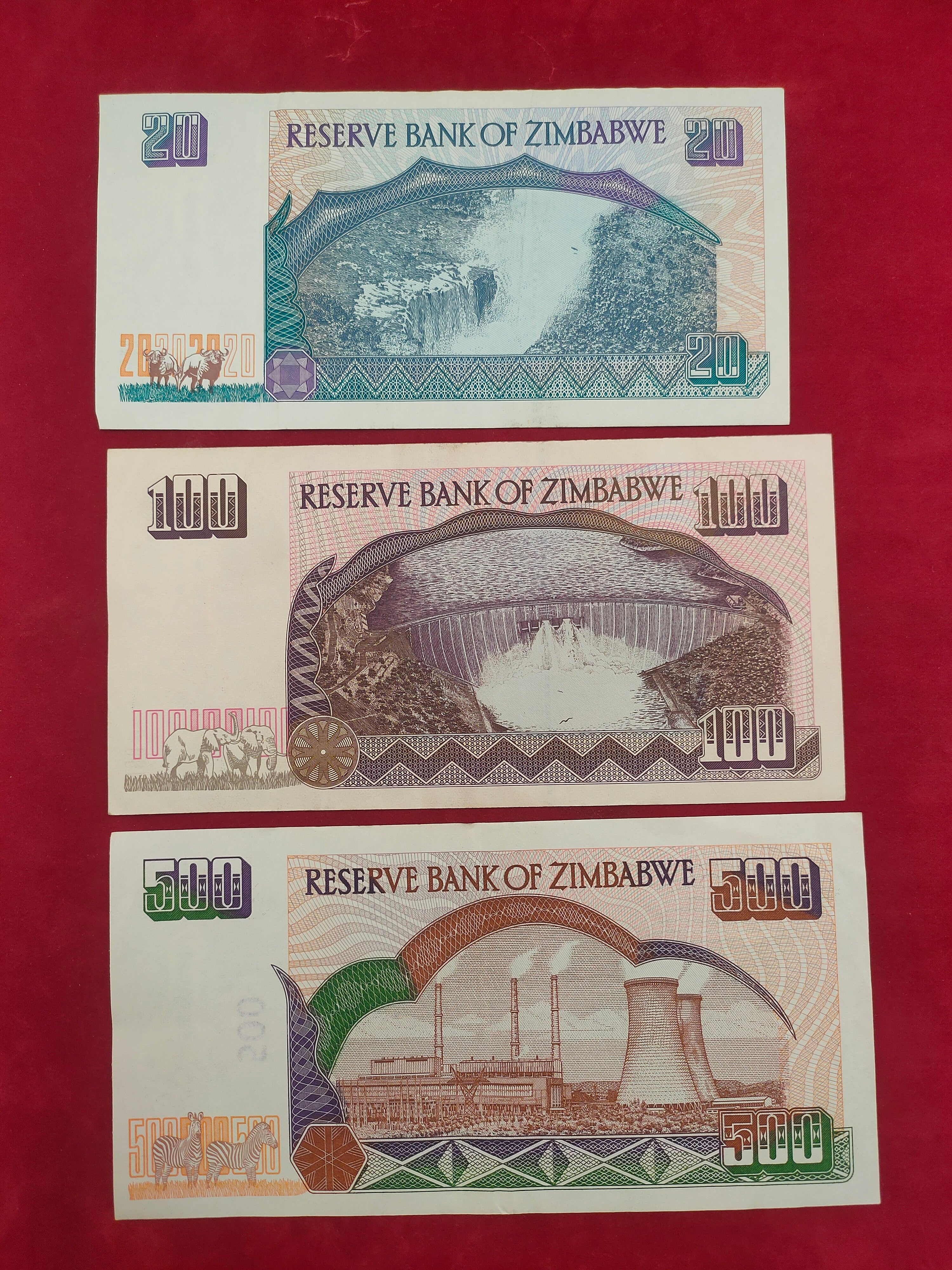 BANK OF ZIMBABWE 2, 5, 20, 100, 500 DOLLARS (936)