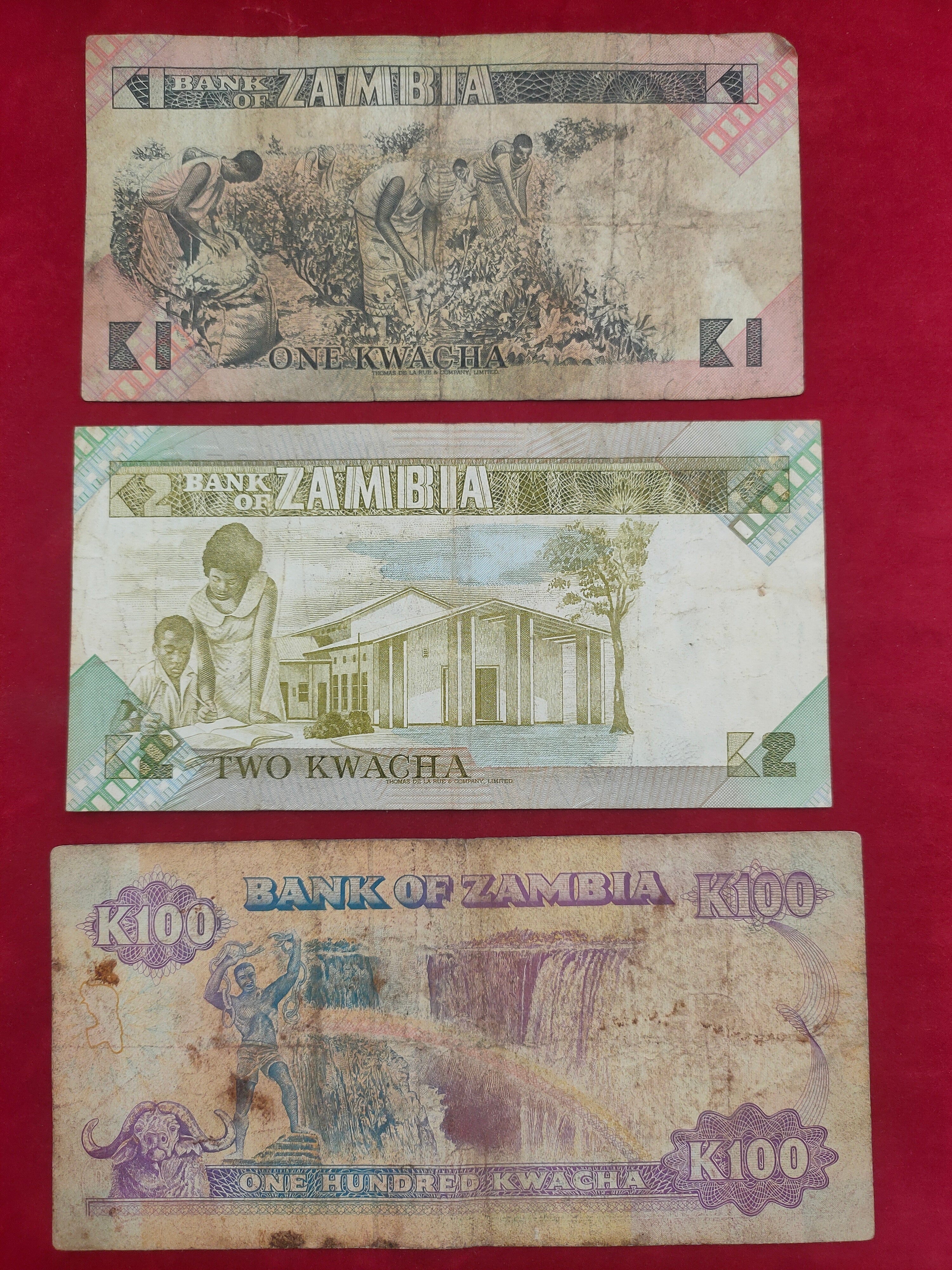 BANK OF ZAMBIA 1, 2, 100 KWACHA (C766)