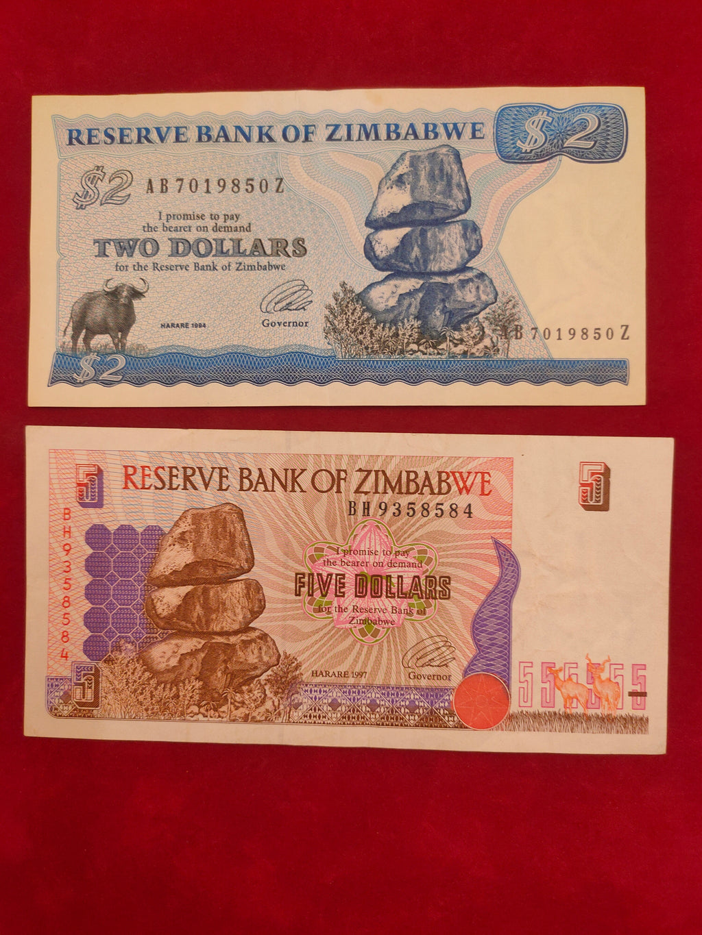 RESERVE BANK OF ZIMBABWE 2, 5, 20, 100 DOLLARS (1189)