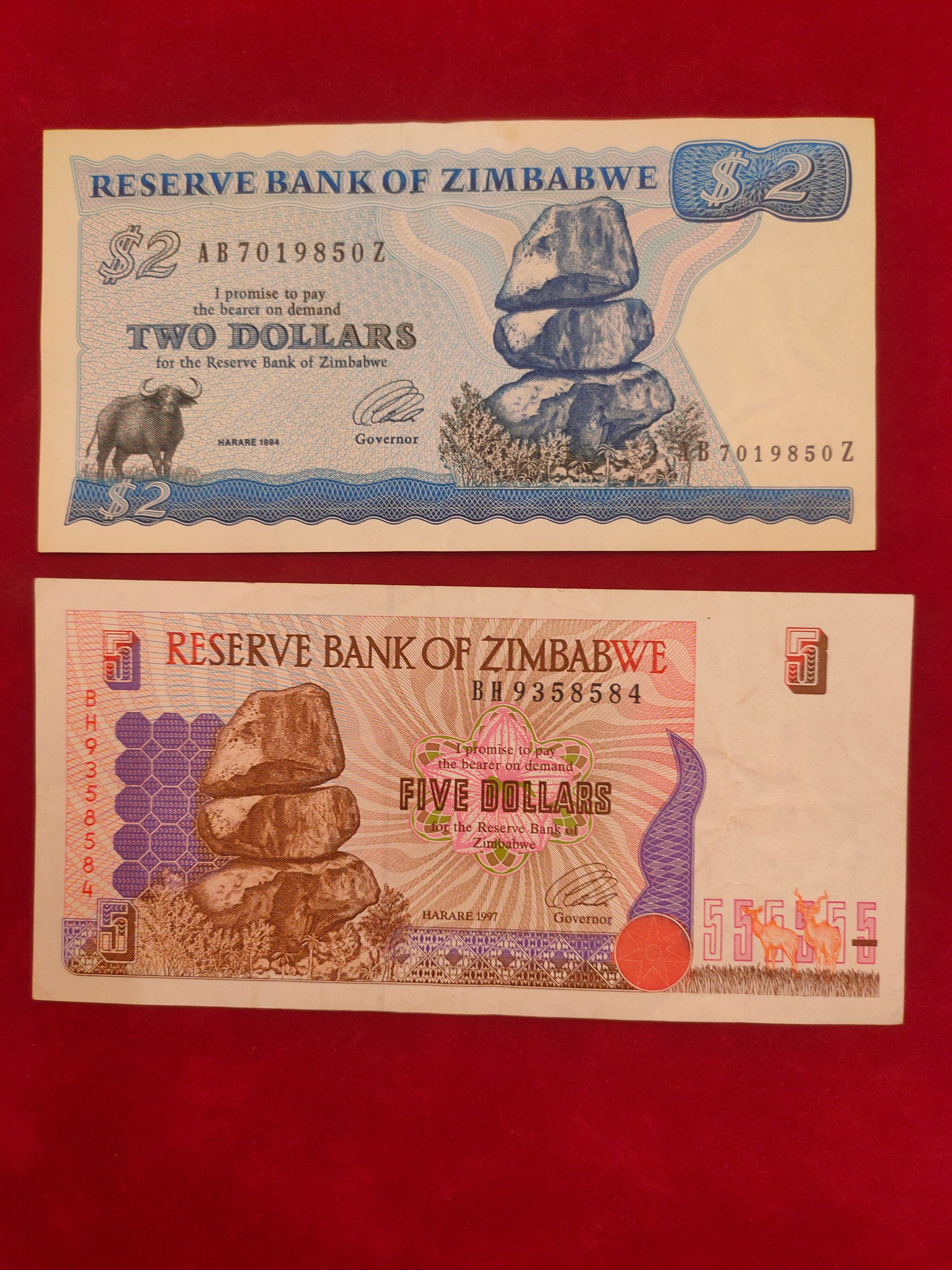 RESERVE BANK OF ZIMBABWE 2, 5, 20, 100 DOLLARS (1189)