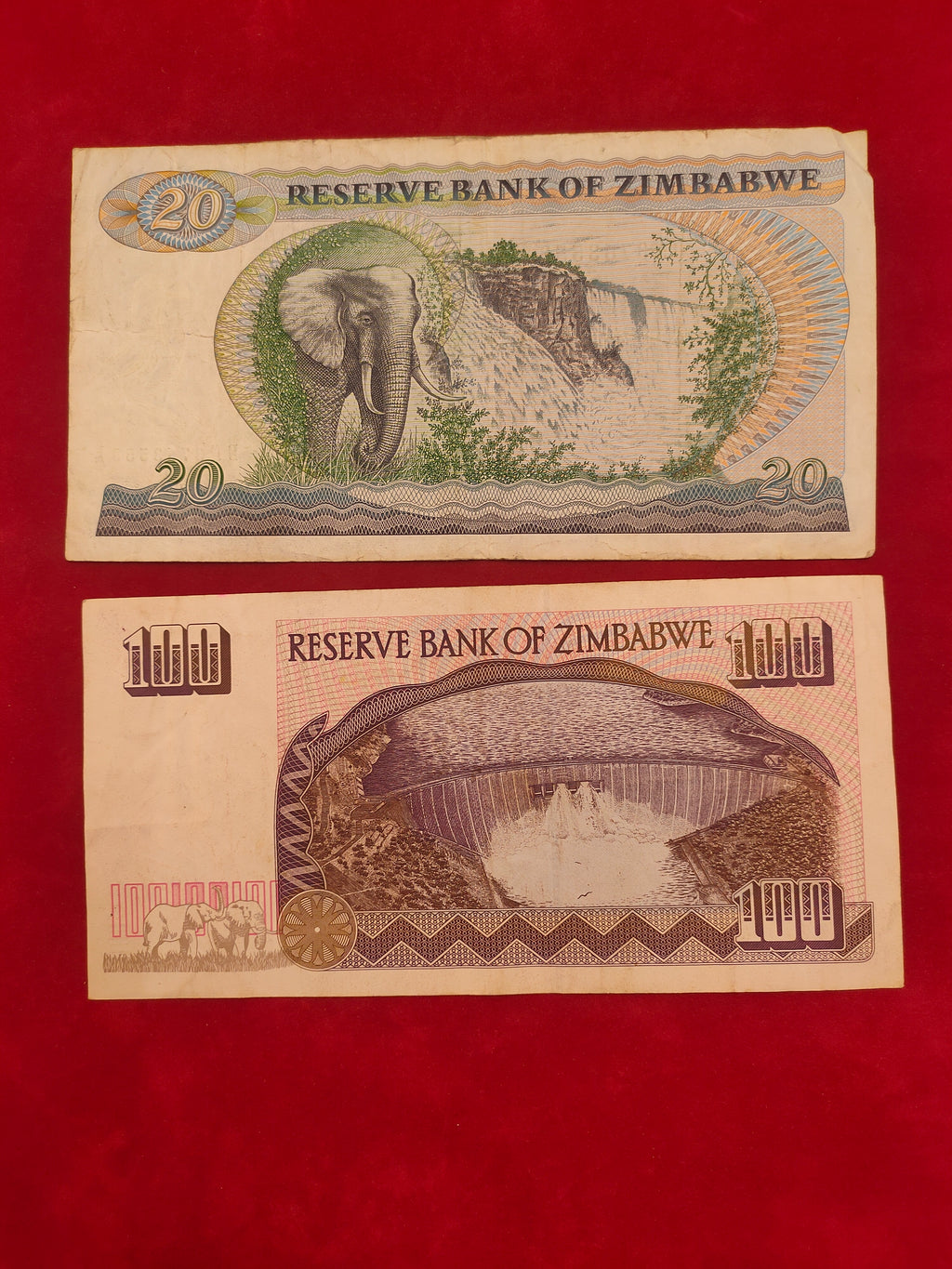 RESERVE BANK OF ZIMBABWE 2, 5, 20, 100 DOLLARS (1189)