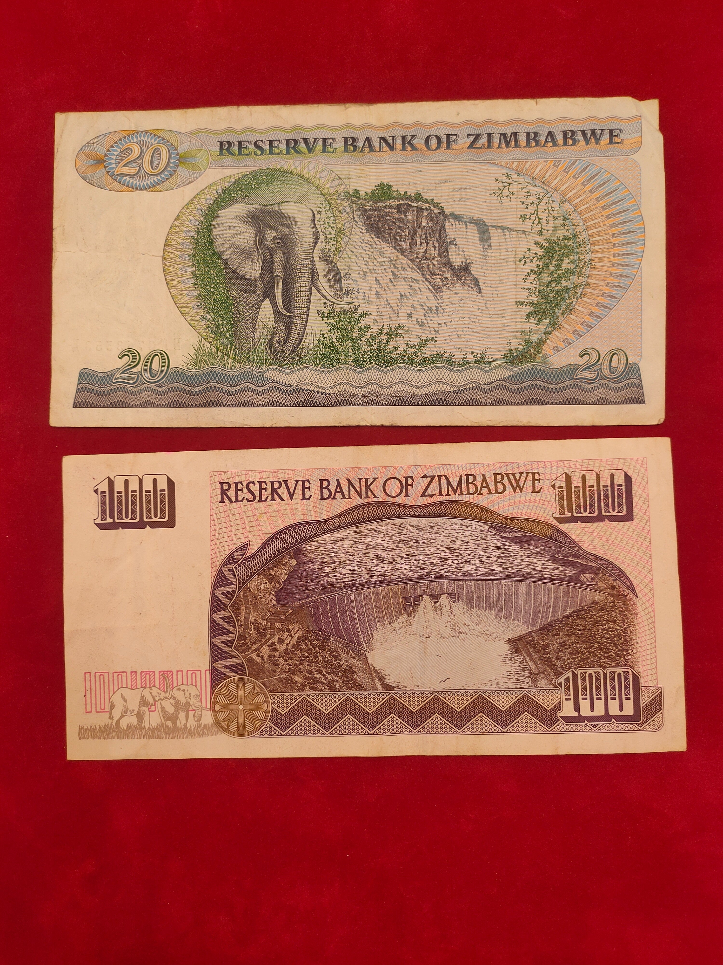 RESERVE BANK OF ZIMBABWE 2, 5, 20, 100 DOLLARS (1189)