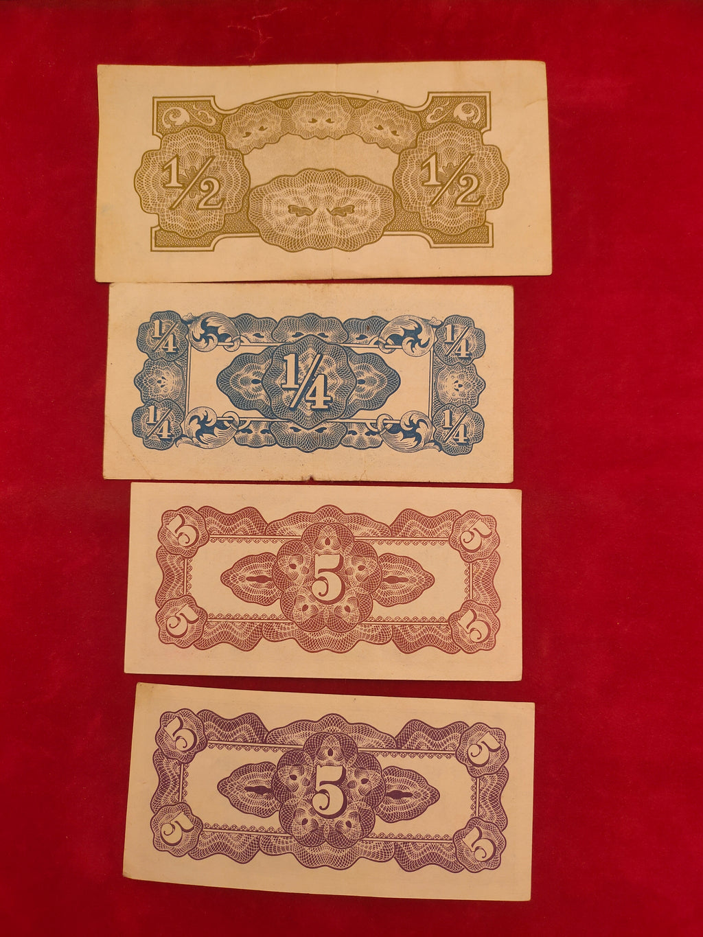 BANK OF JAPANESE 1/2, 1/4, 5 CENTS (584)