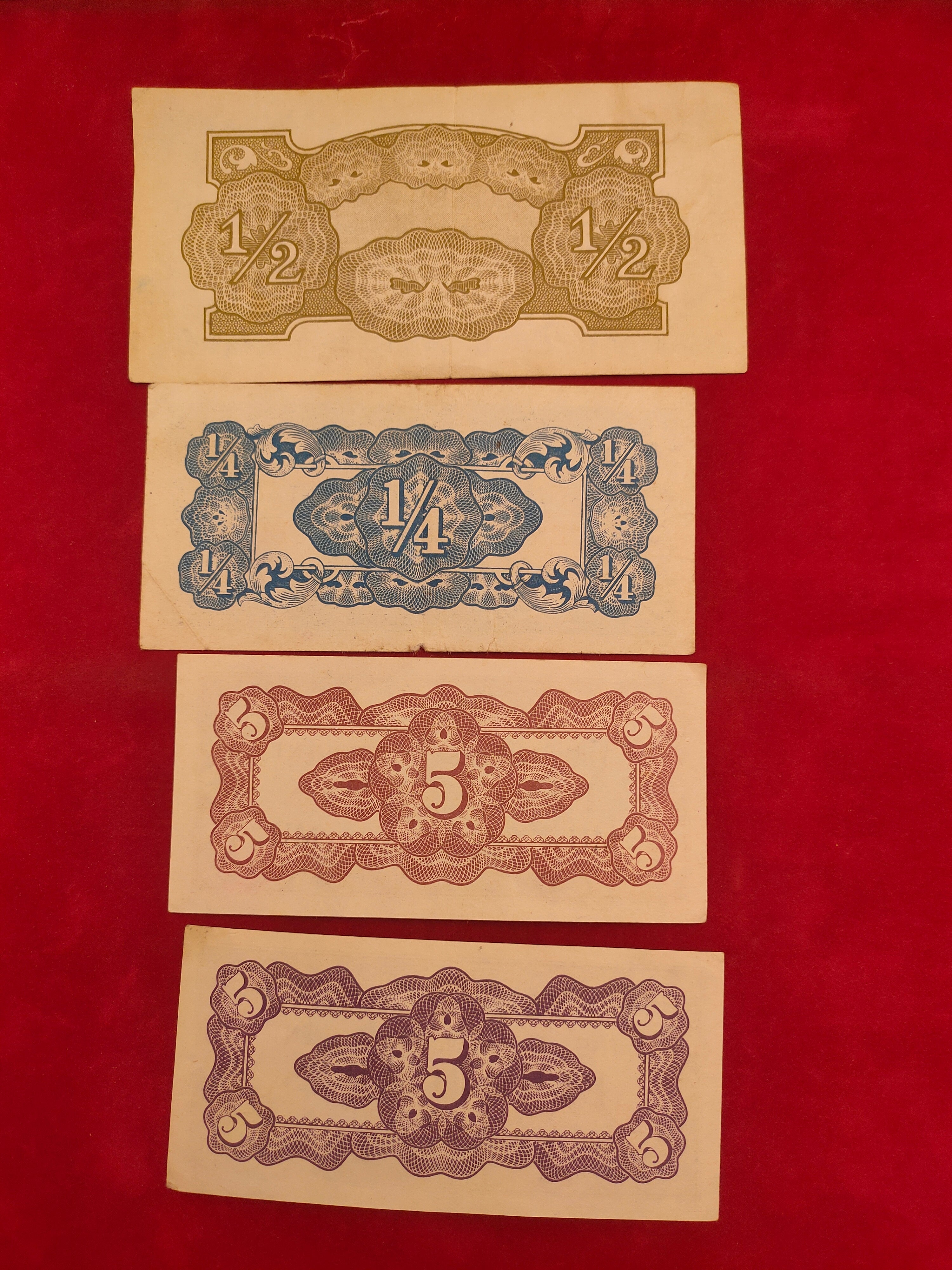 BANK OF JAPANESE 1/2, 1/4, 5 CENTS (584)