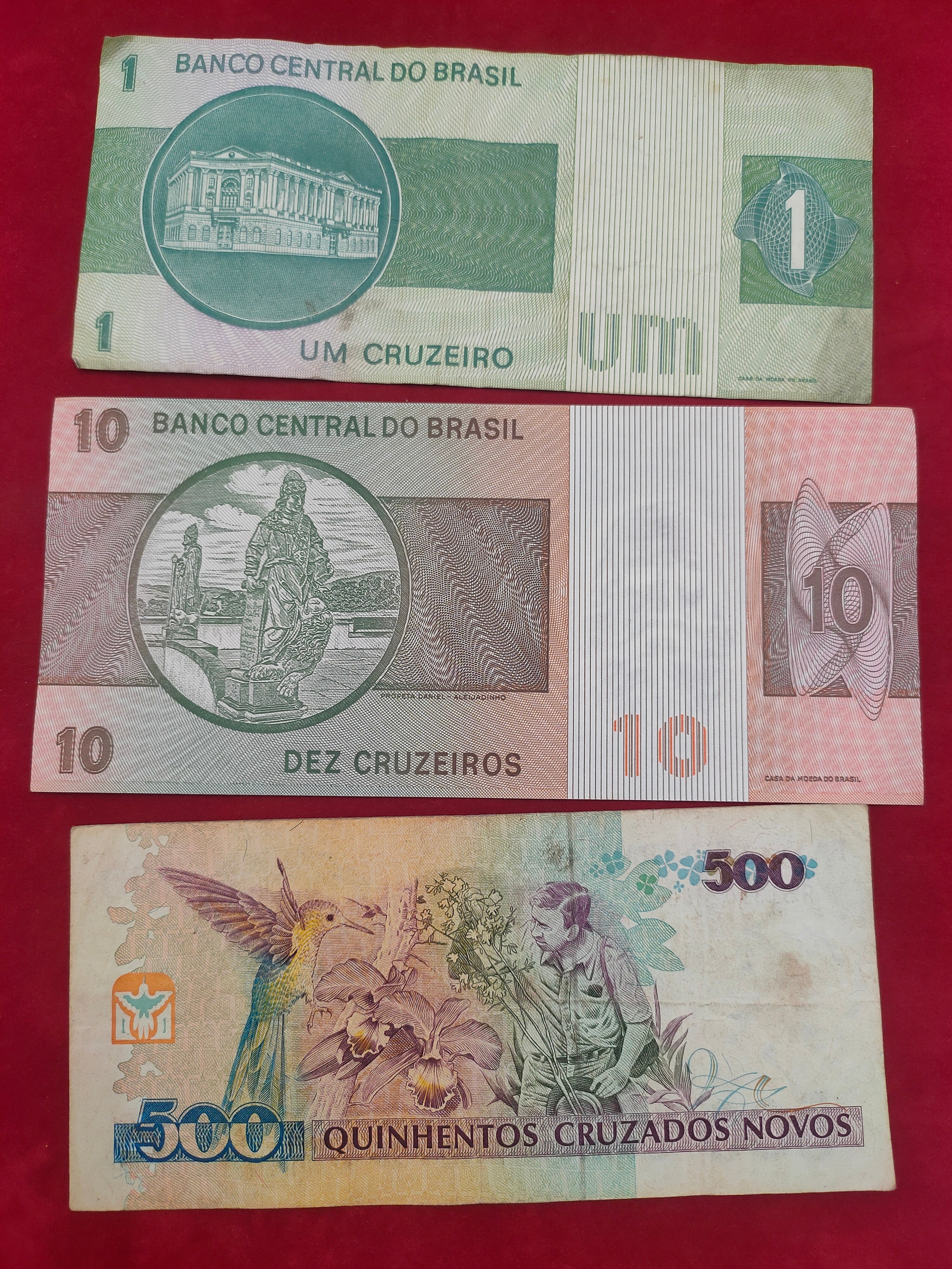 BANK OF BRASIL 1, 10, 500 CRUZADOS (D538)