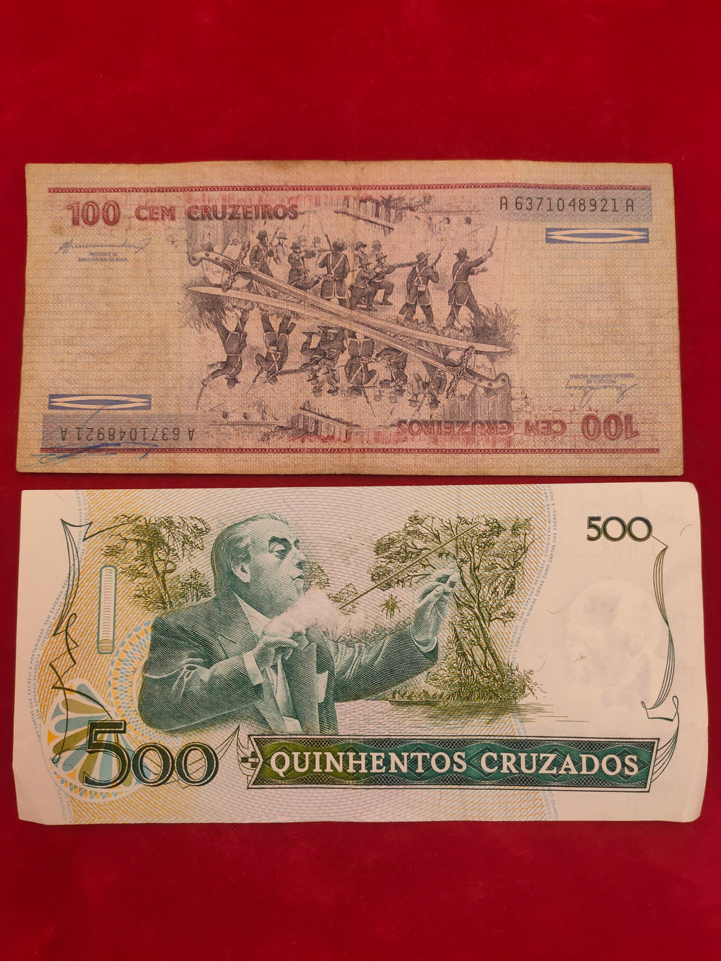 BANK OF BRASIL 100, 500 CRUZADOS (D538)
