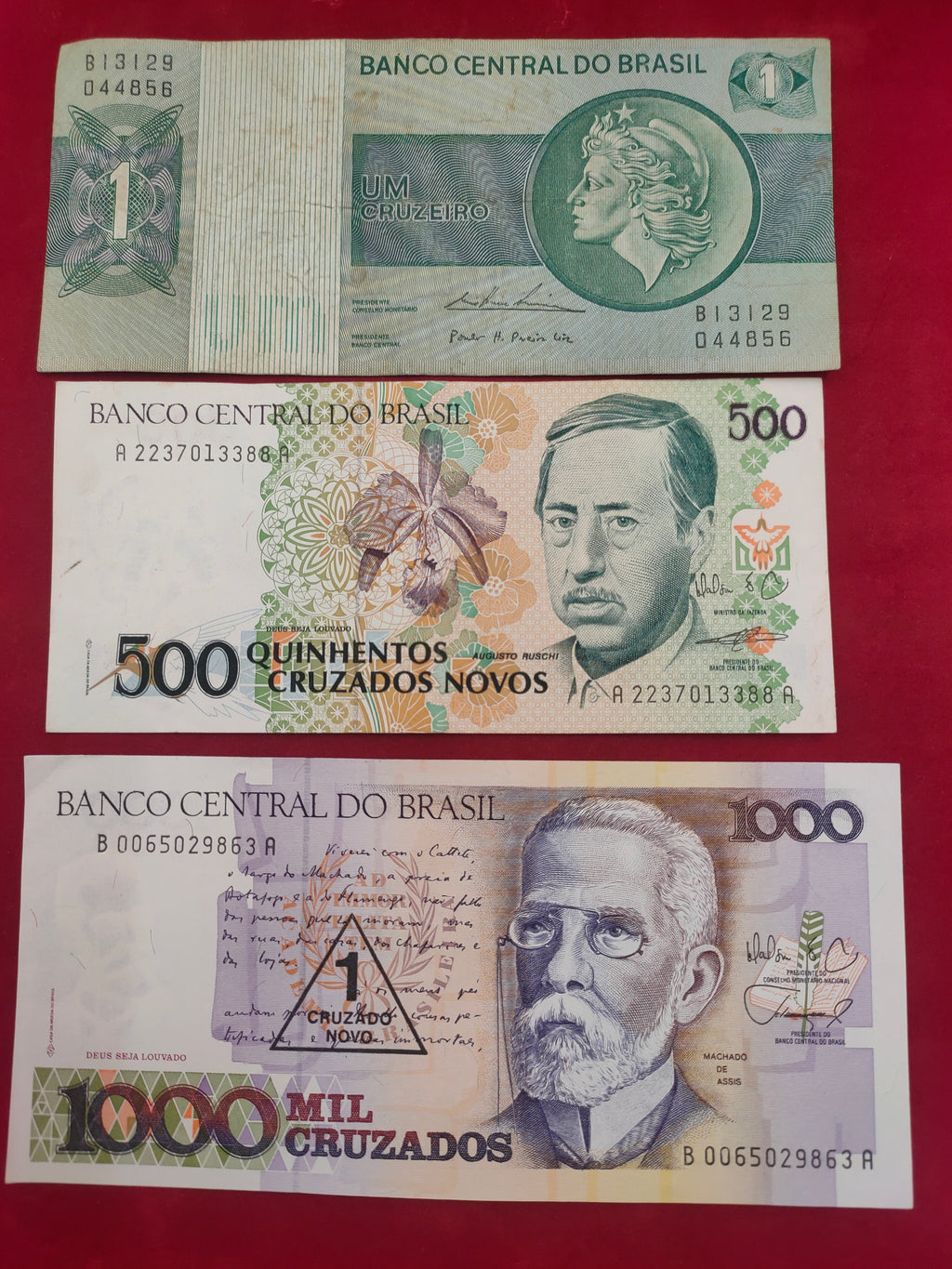 BANK OF BRASIL 1, 500, 1000 CRUZADOS (D540)
