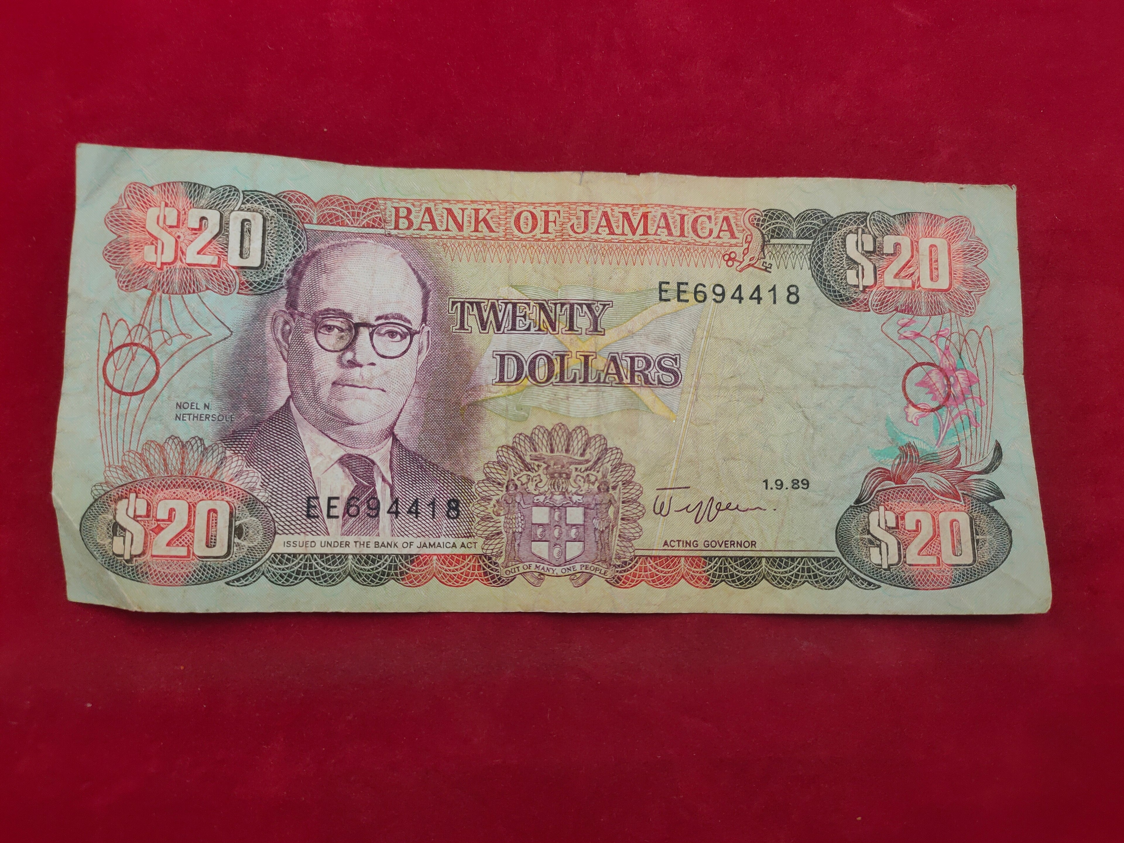 BANK OF JAMAICA 20 DOLLARS (Y258)