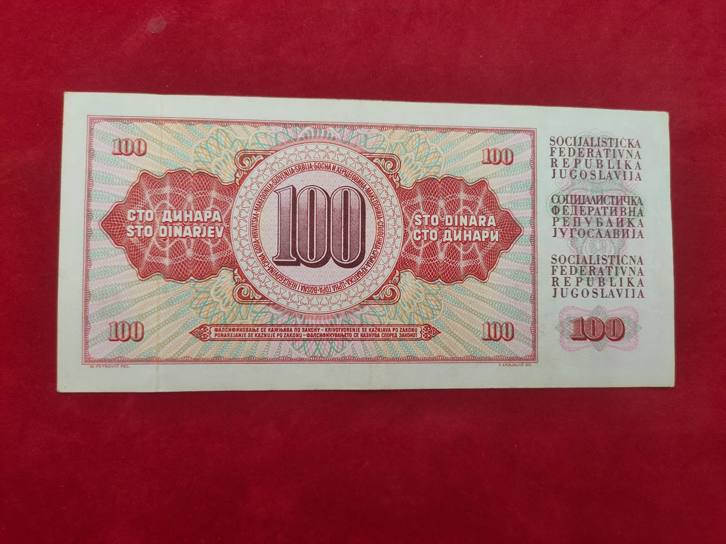 BANK OF YUGOSLAVIA 100 DINARA (V443)