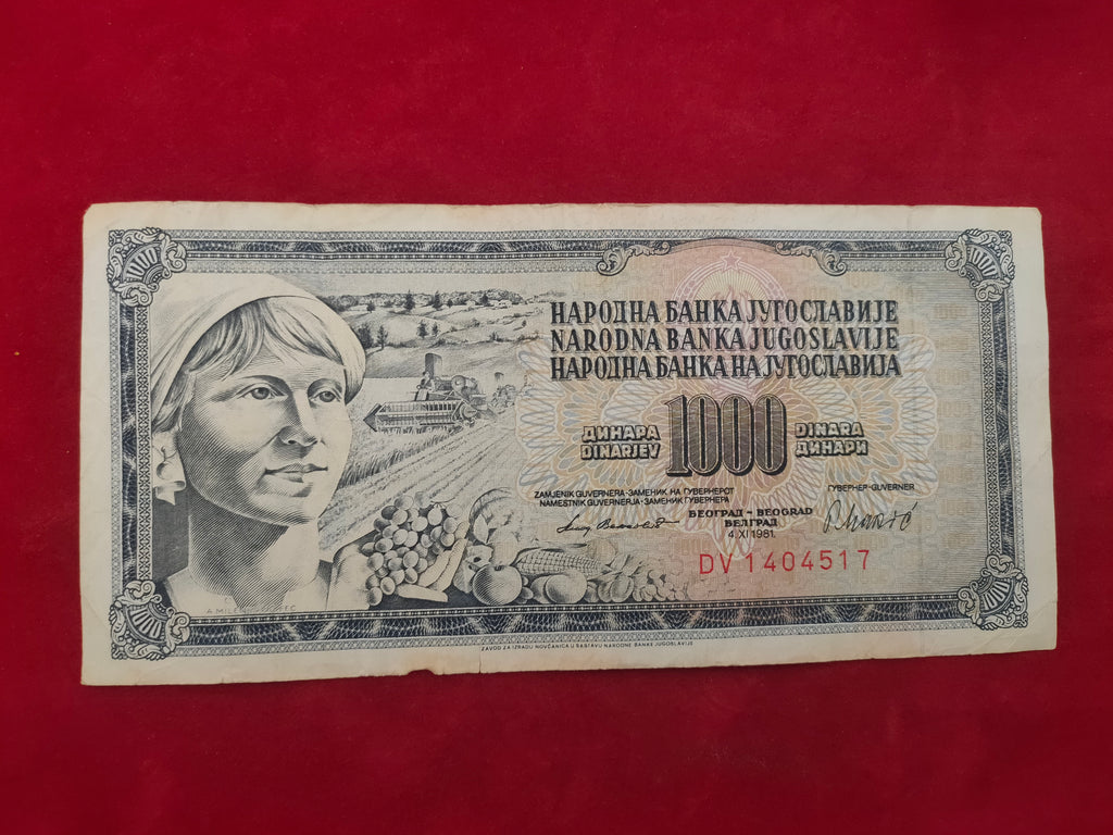 BANK OF YUGOSLAVIA 1000 DINARA (V443)
