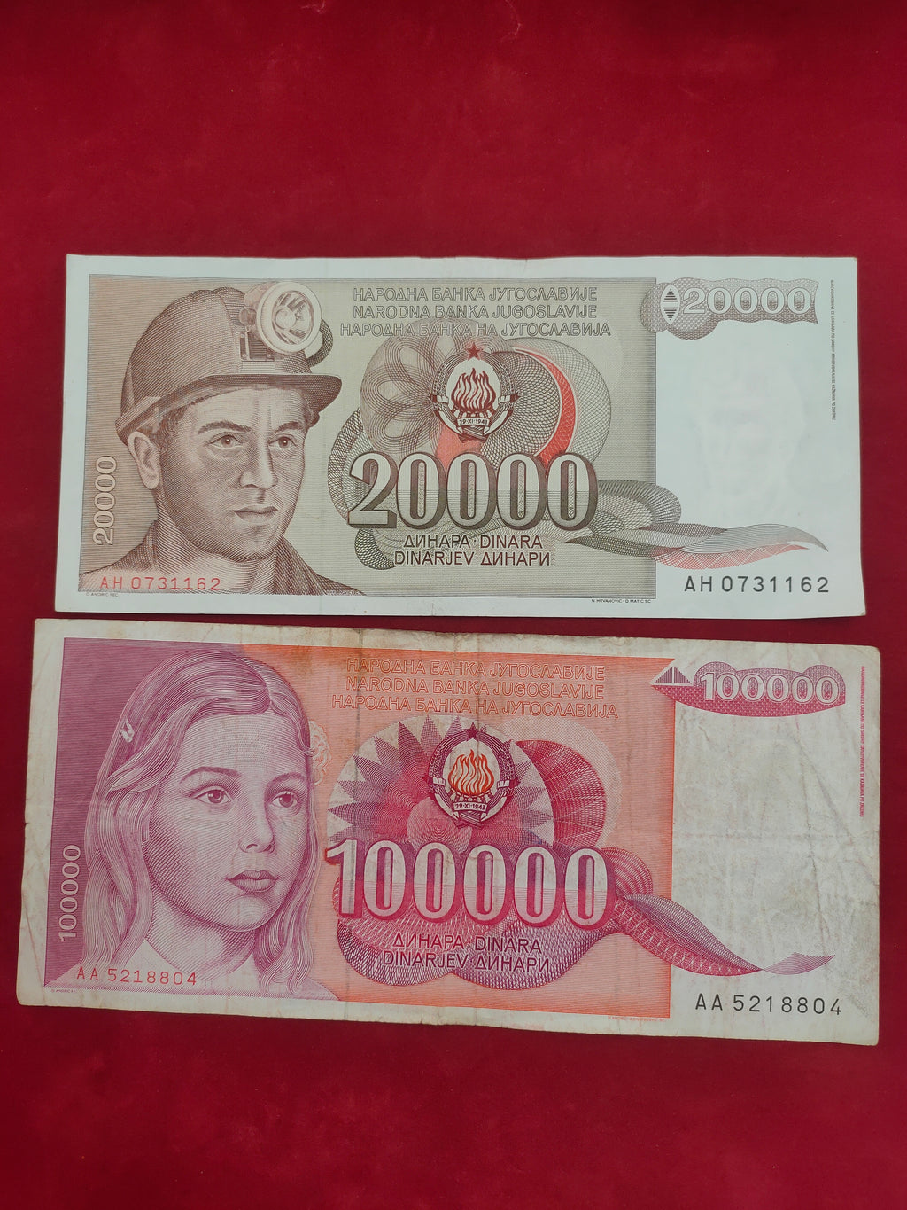 BANK OF YUGOSLAVIA 20000, 100000  DINARA (V443)