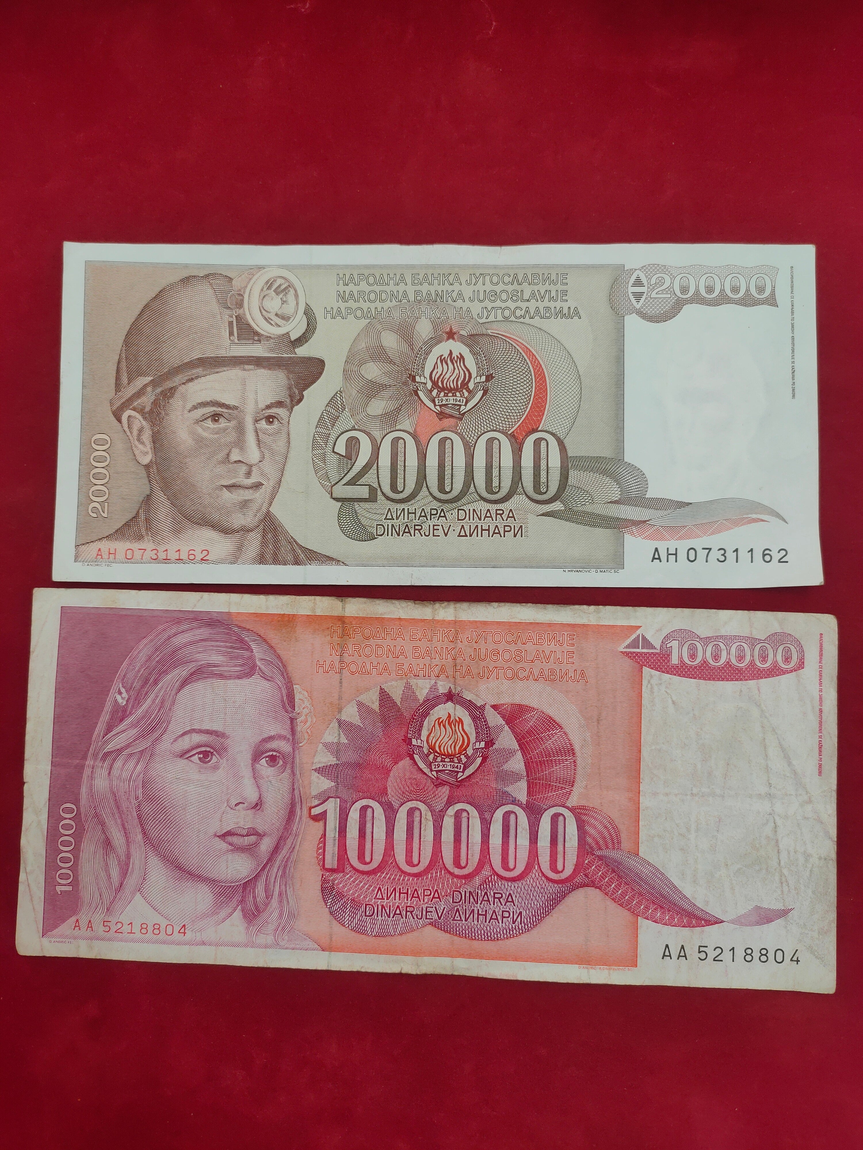 BANK OF YUGOSLAVIA 20000, 100000  DINARA (V443)