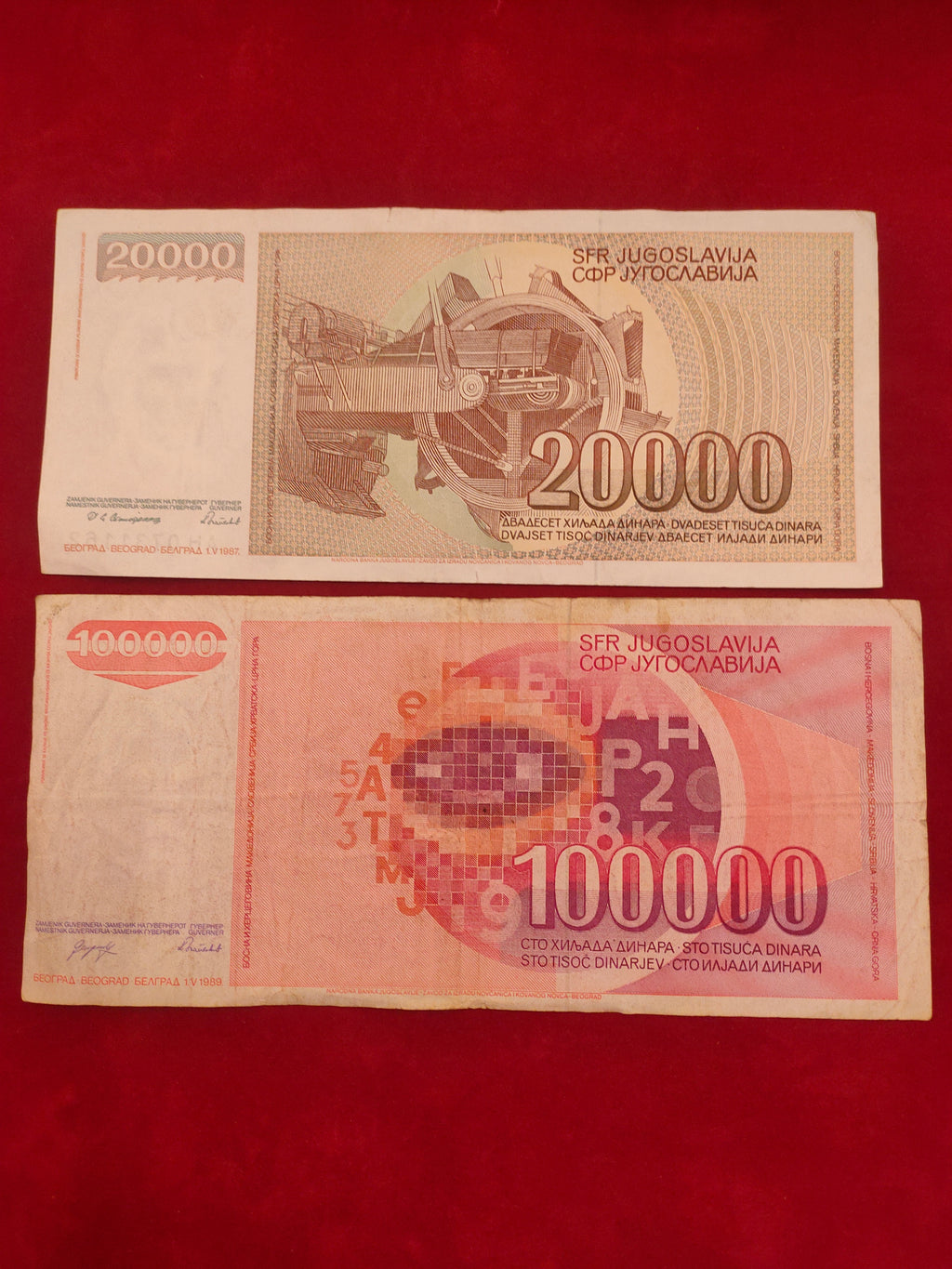 BANK OF YUGOSLAVIA 20000, 100000  DINARA (V443)