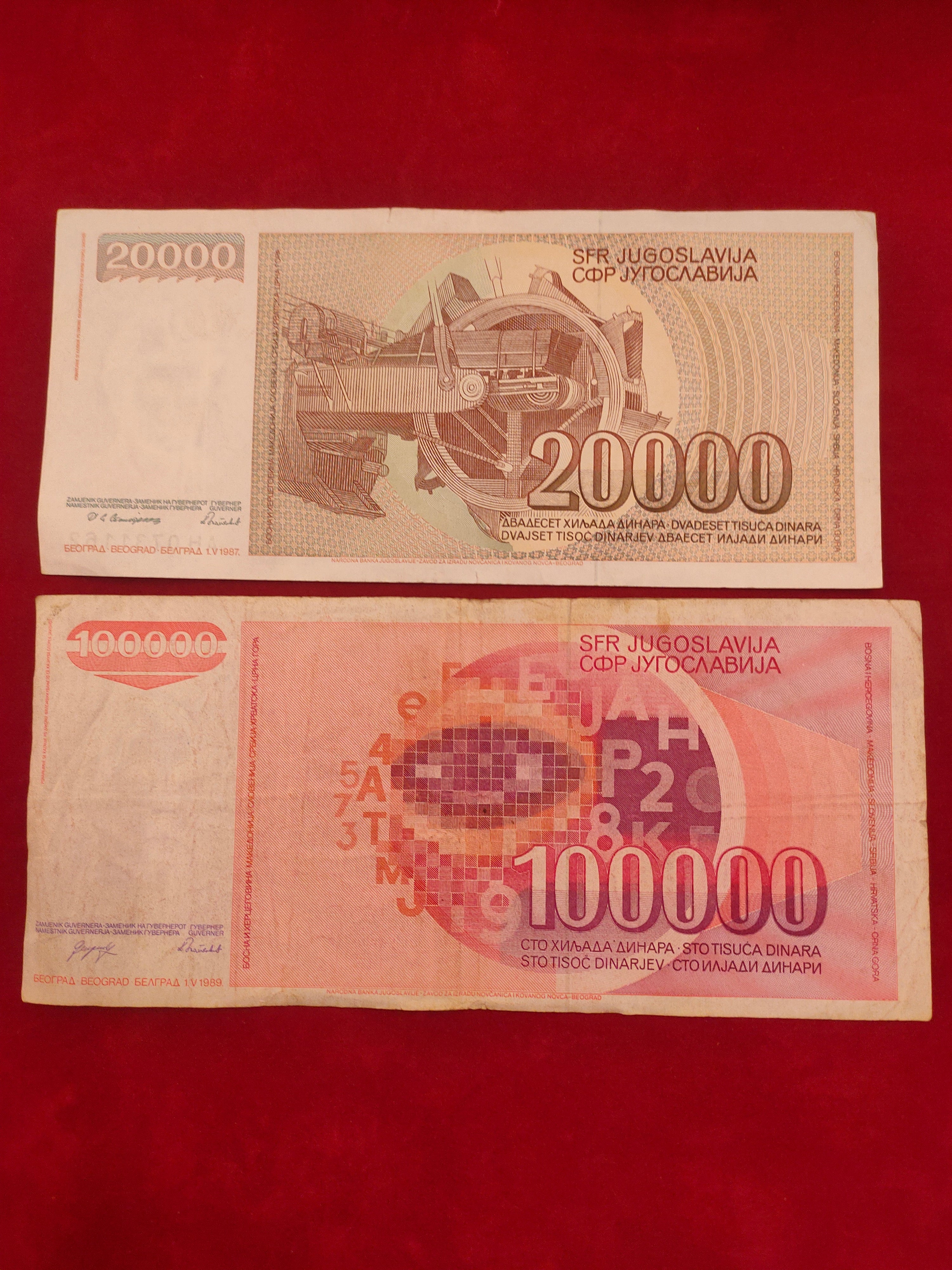 BANK OF YUGOSLAVIA 20000, 100000  DINARA (V443)