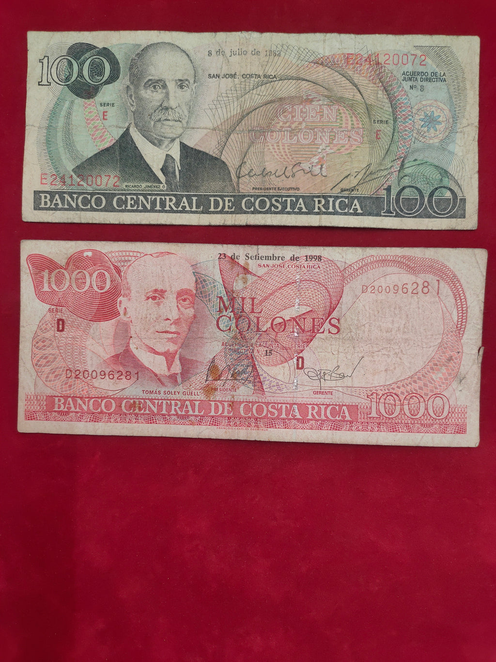 BANK OF COSTA RICA 100, 1000 COLONES (D708)