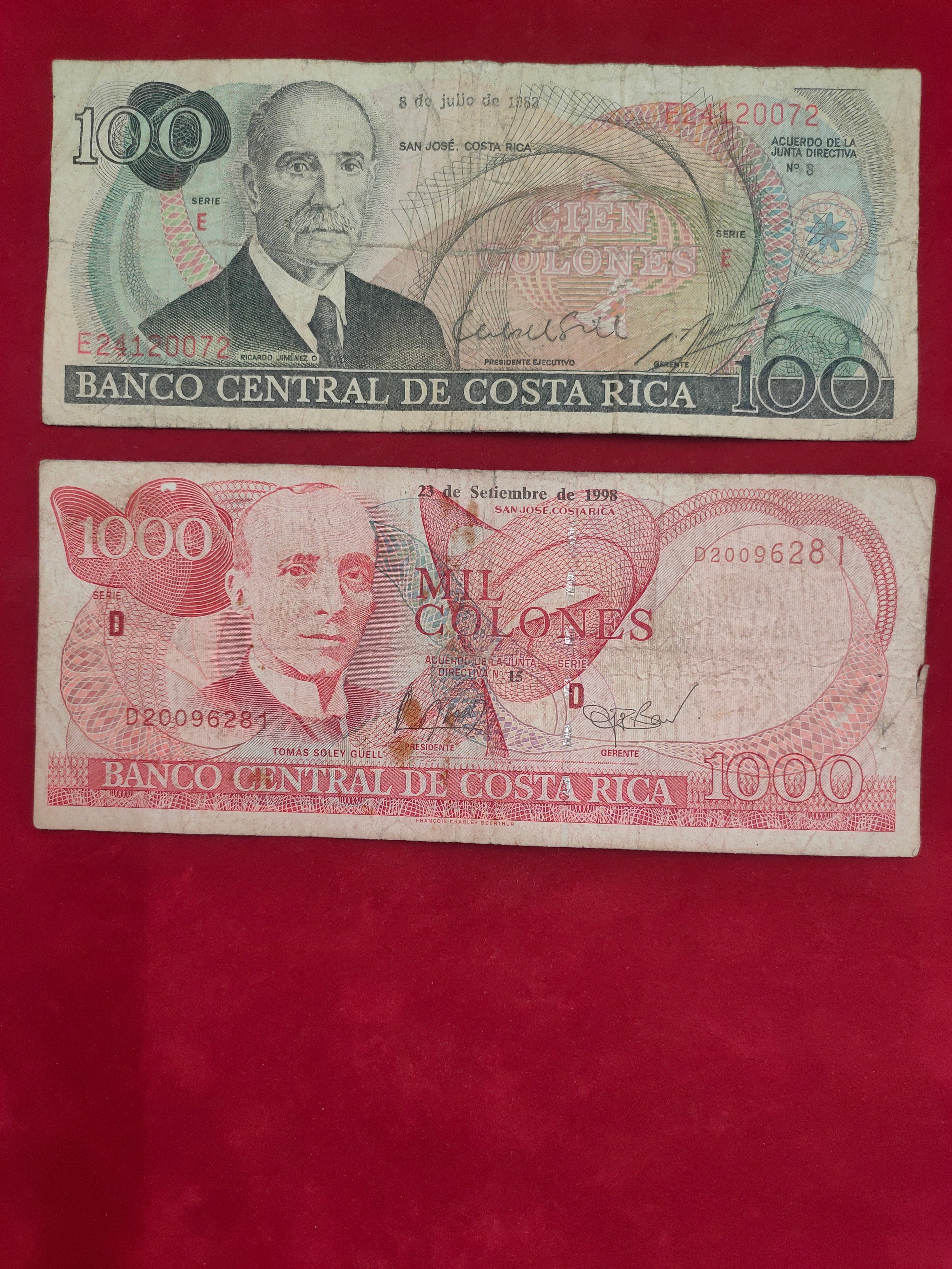 BANK OF COSTA RICA 100, 1000 COLONES (D708)