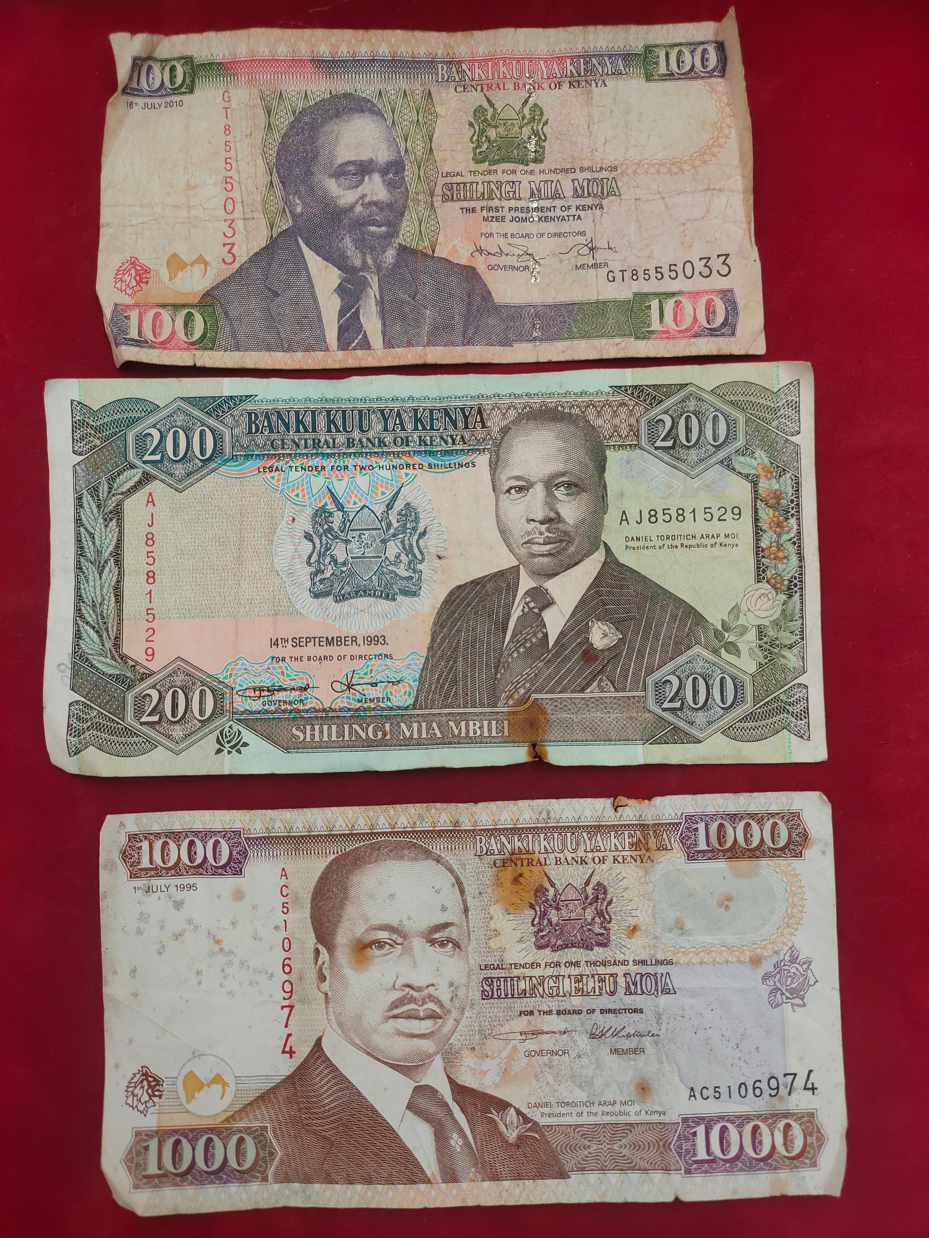 BANK OF KENYA 100, 200, 1000 SHILINGI (D708)