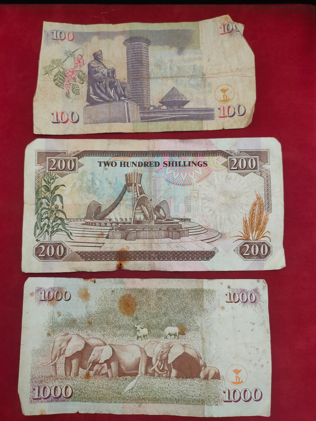BANK OF KENYA 100, 200, 1000 SHILINGI (D708)