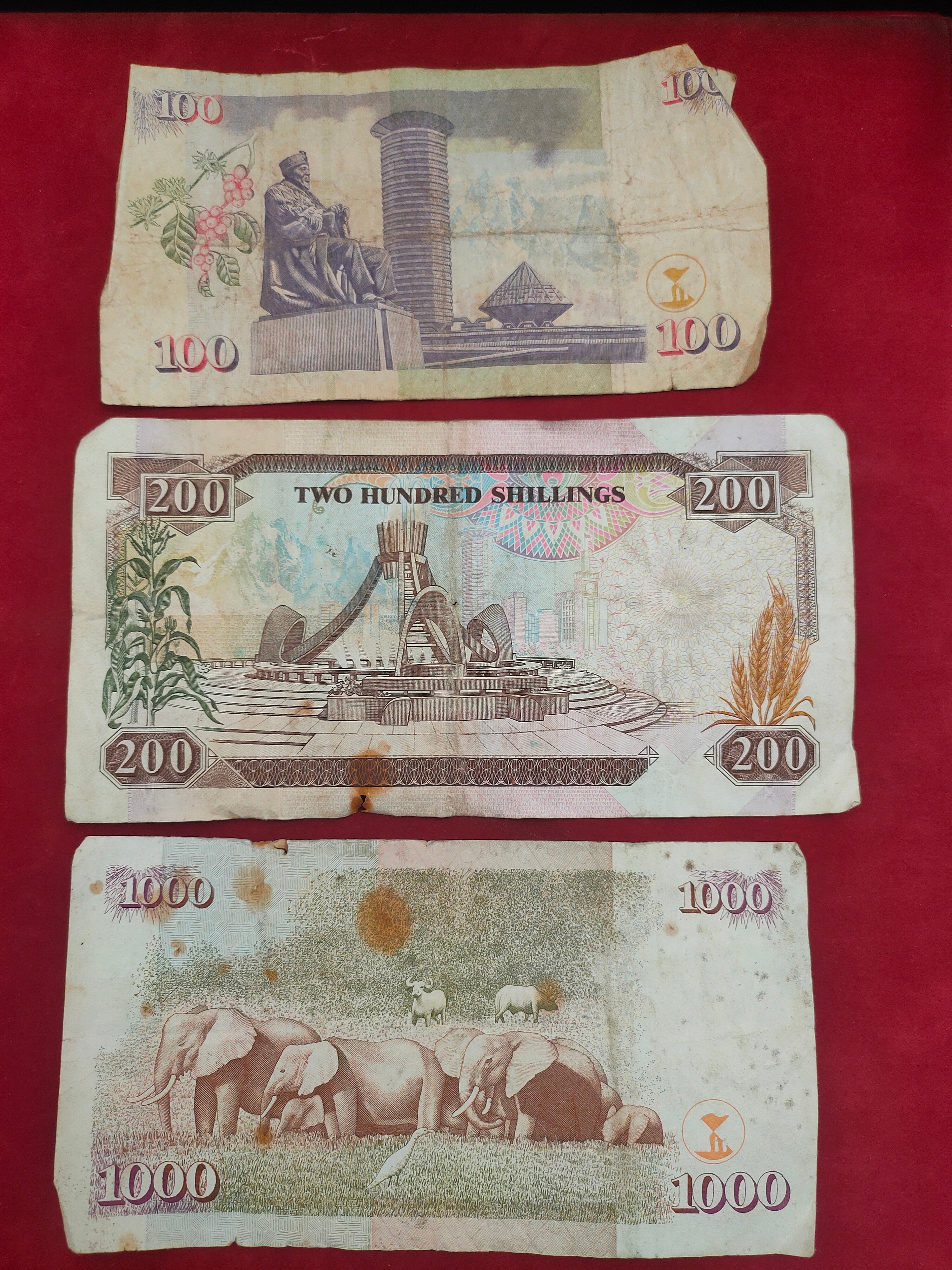 BANK OF KENYA 100, 200, 1000 SHILINGI (D708)