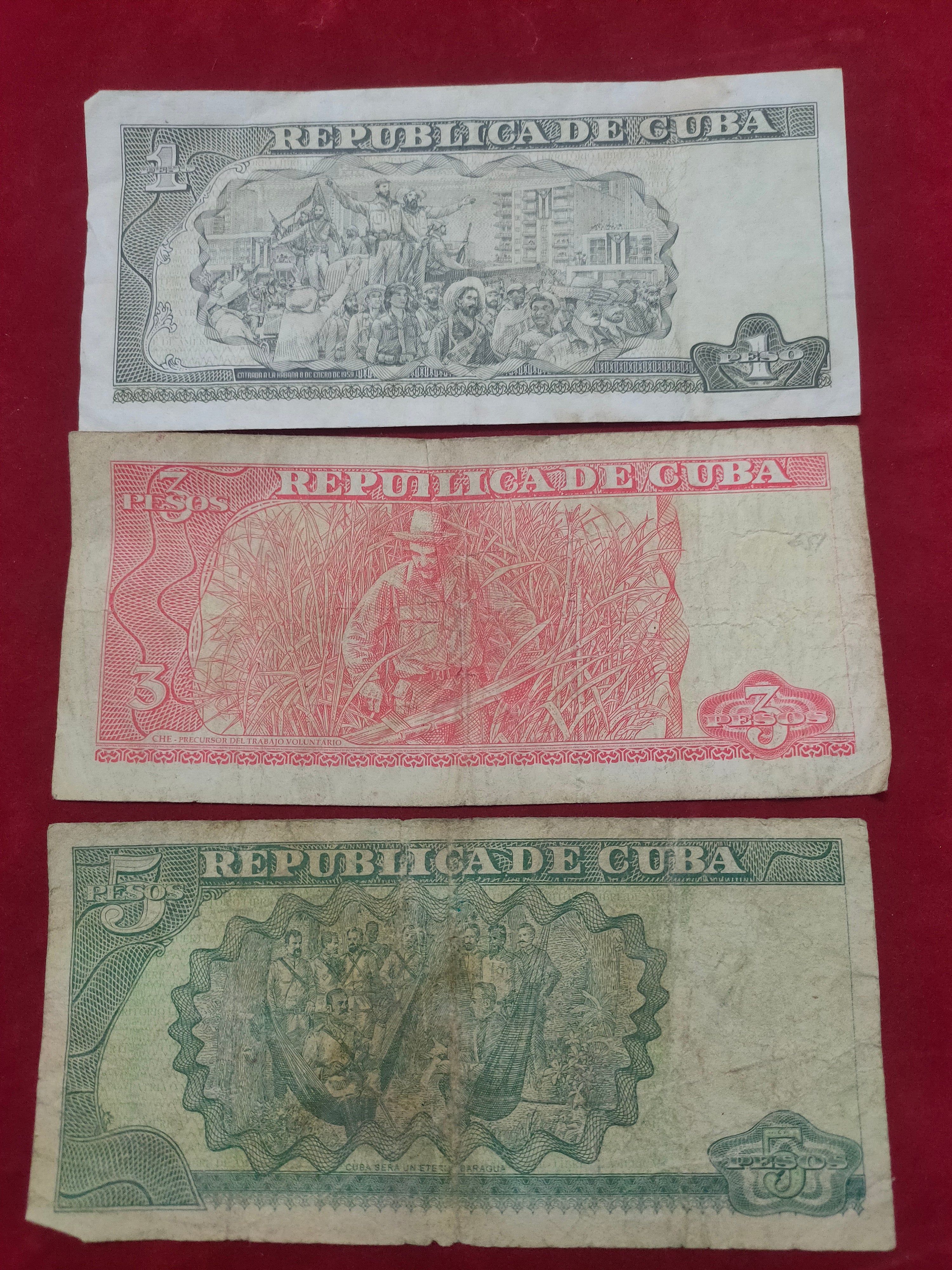 BANK OF CUBA 1, 3, 5 PESOS (879)