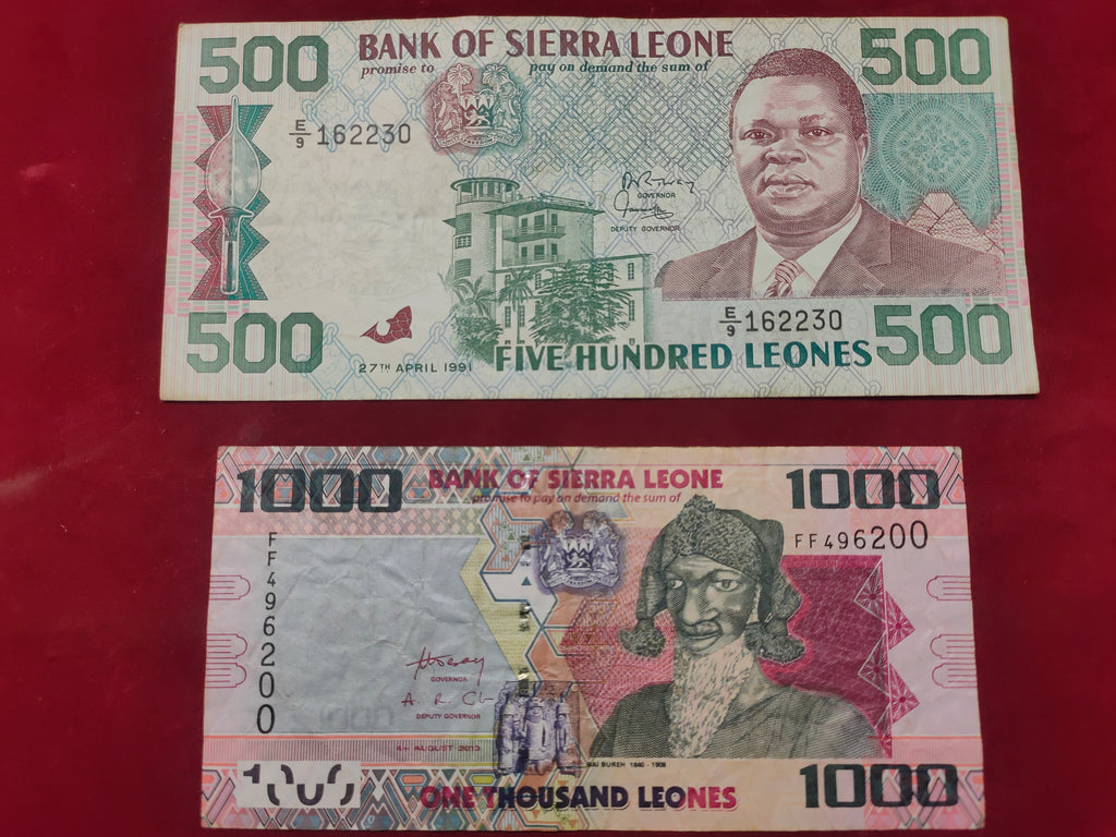 BANK OF SIERRA LEONE 500, 1000, 5000, 10000 LEONES (629)
