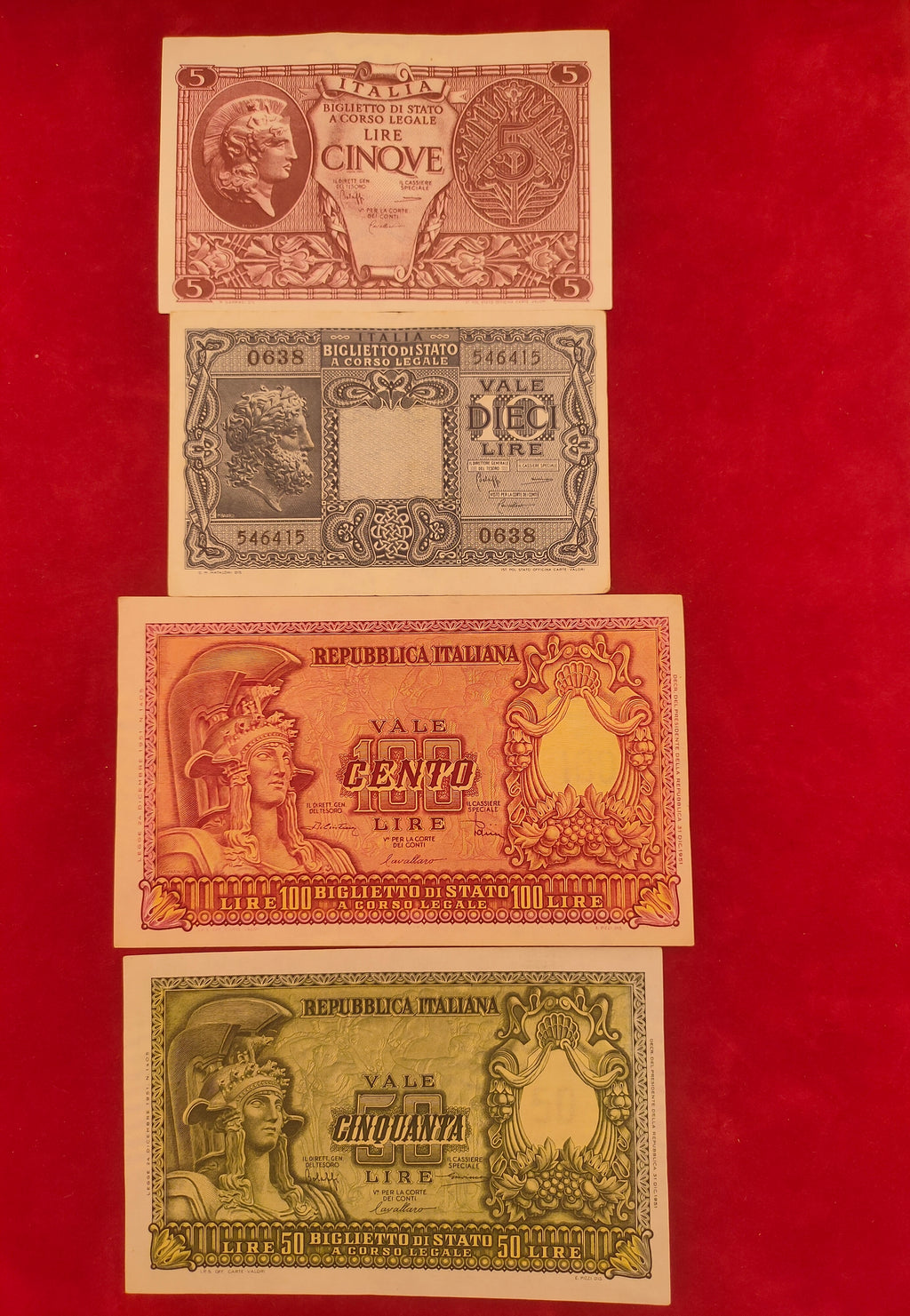 MINISTRY OF TREASURY 5,10,50,100 LIRE (C090)
