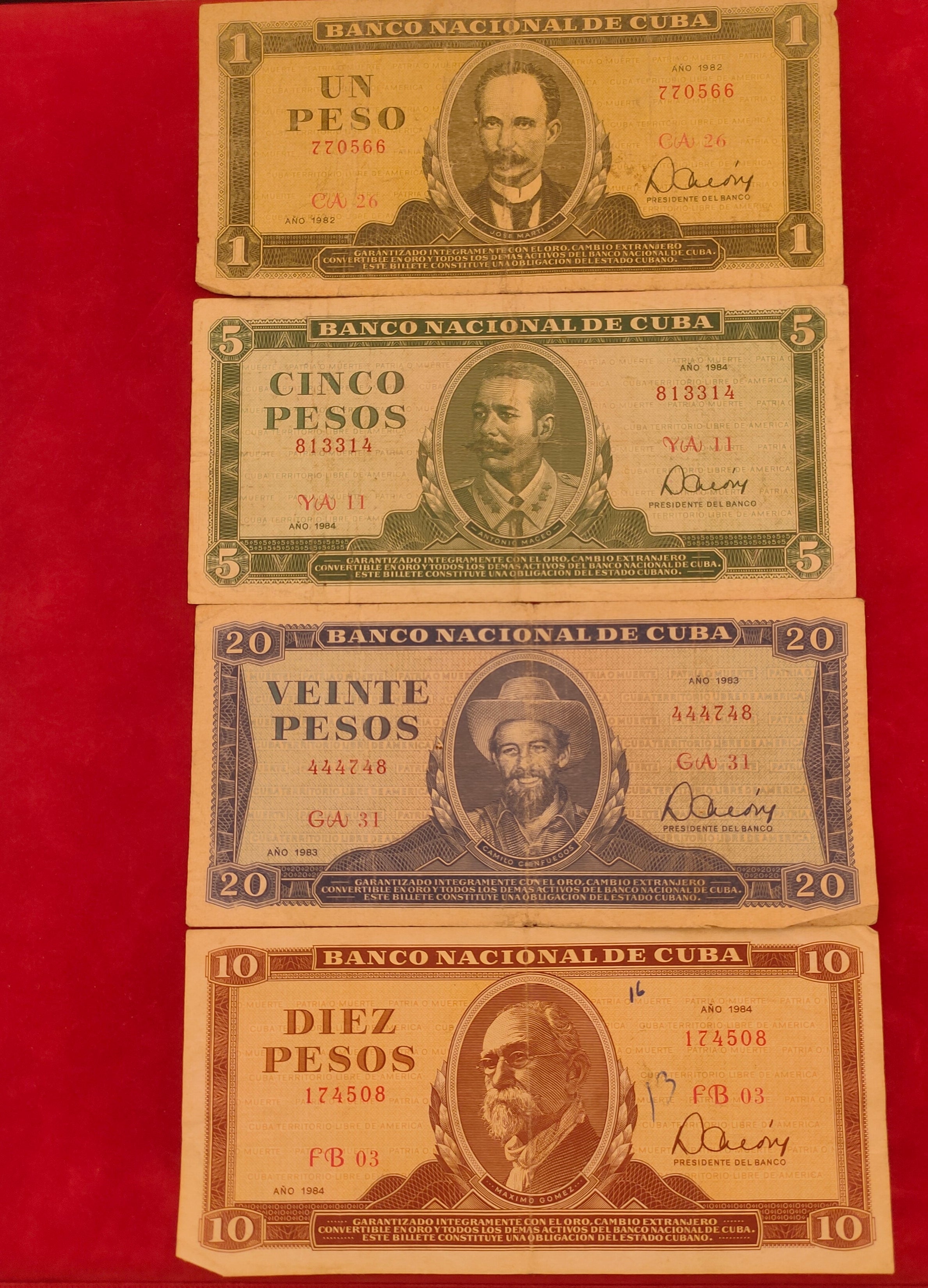 NATIONAL BANK OF CUBA 1,5,10,20 PESOS (1080)