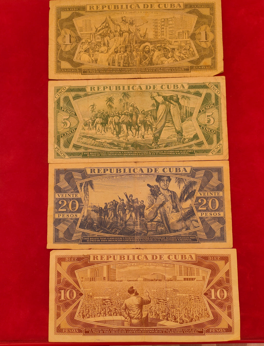 NATIONAL BANK OF CUBA 1,5,10,20 PESOS (1080)