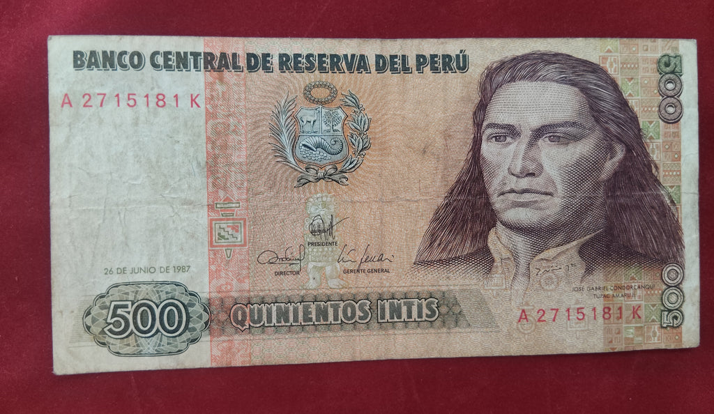 CENTRAL RESERVE BANK OF PERU 500 INTIS (D617)