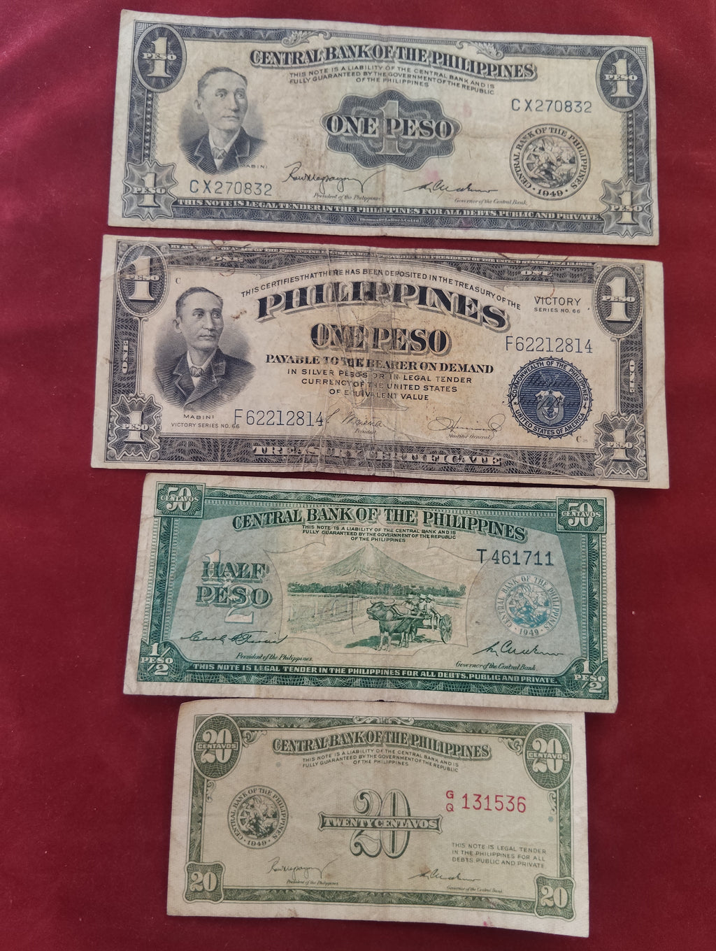 CENTRAL BANK OF PHILIPPINES 1 , 20 , 50 CENTAVOS (V0