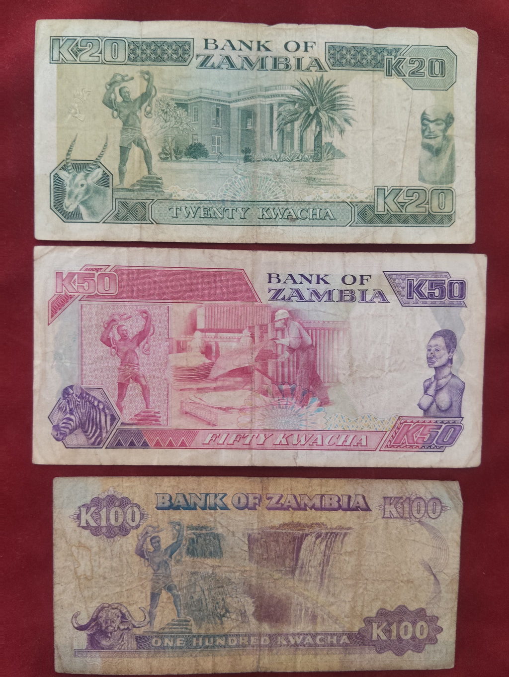 BANK OF ZAMBIA 20 ,50 ,100 KWACHA (C767)