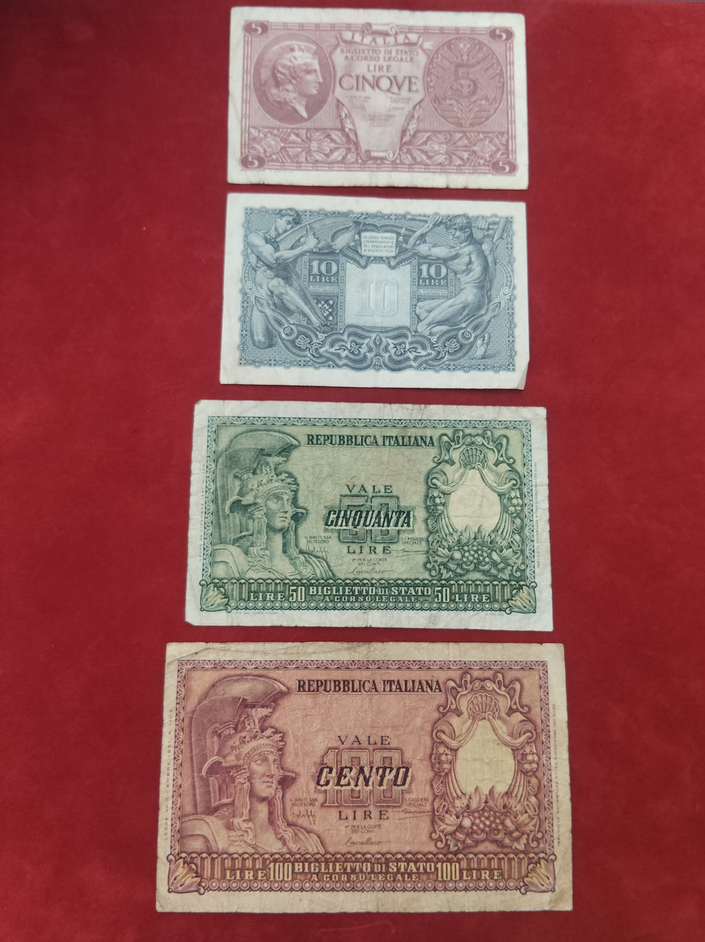 BANK OF ITALIA 5 ,10 ,50 ,100 LIRE (D334)