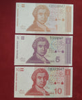 NATIONAL BANK OF CROATIA 1 , 5 , 10 , 50000 , 100000 DINARA (C460)