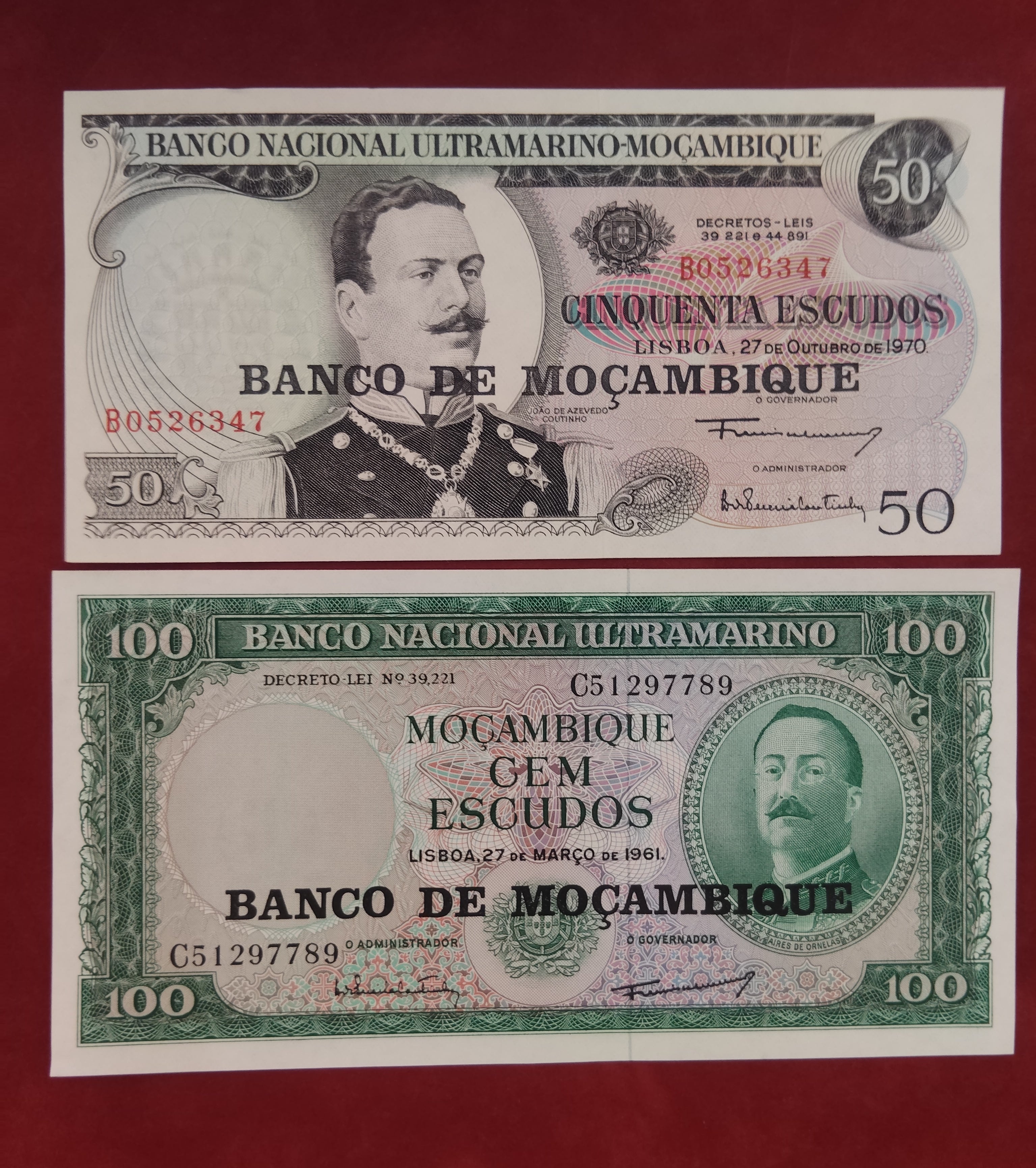 BANK OF MOZAMBIQUE 50 ,100 ESCUDOS (C433)