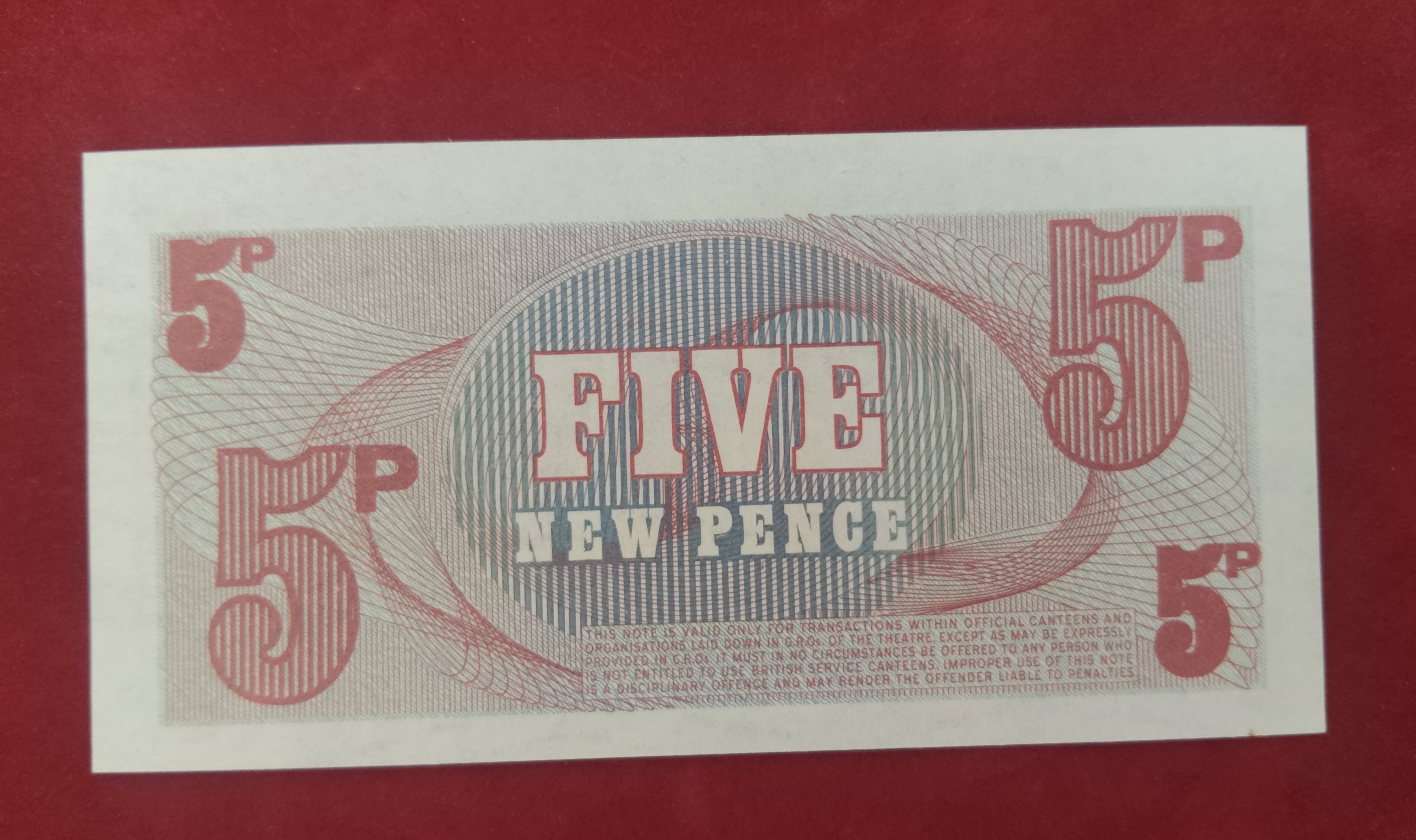 BANK OF BRITISH ARMED FORCES - COMMAND OF THE DEFENCE COUNCIL 5 NEW PENCE (C629)